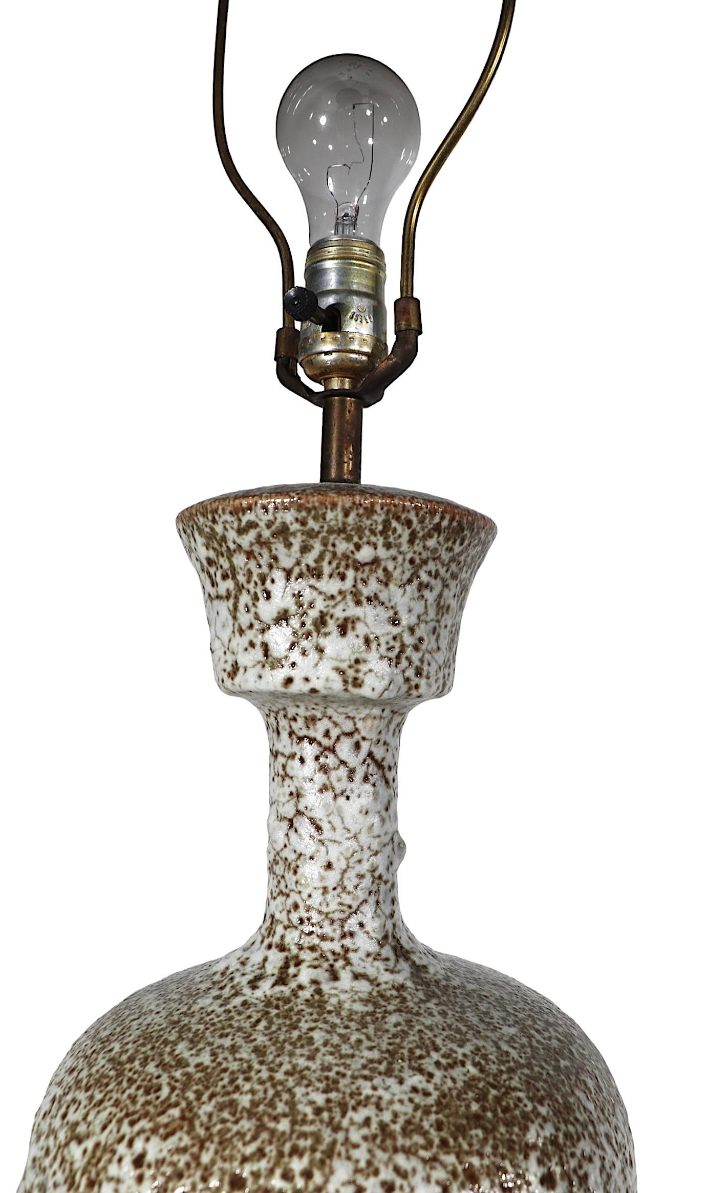 Oversize Hollywood Regency Mid Century Volcanic Glaze Table Lamp c 1950/1960's For Sale 9