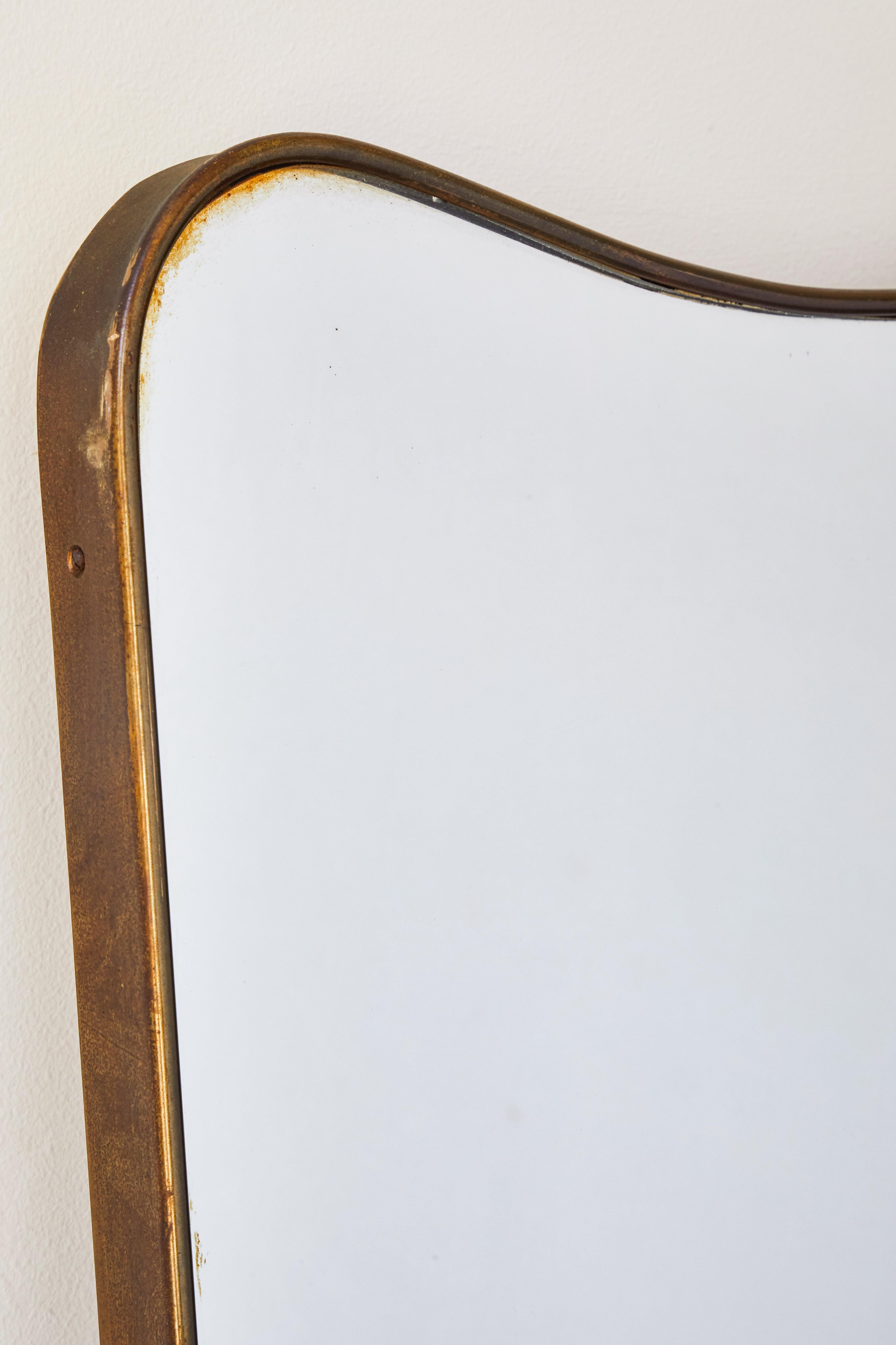 Oversize Italian Brass Mirror In Good Condition In Los Angeles, CA