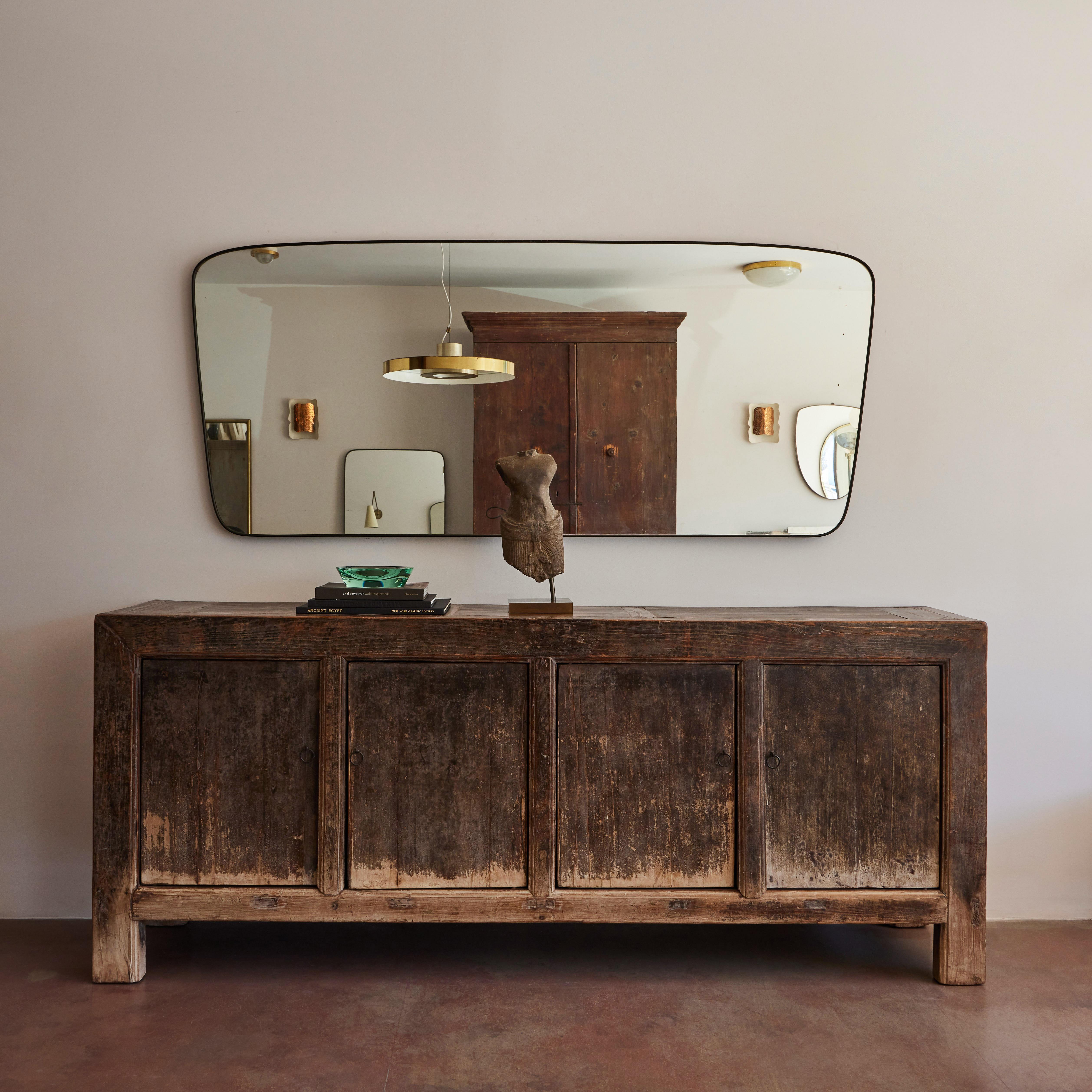 Oversize Italian Brass Mirror In Good Condition In Los Angeles, CA