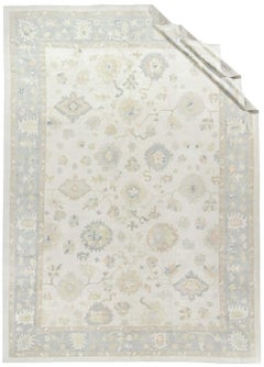Oversize Ivory Oushak Style Handwoven Carpet Rug 14'4 x 20'8