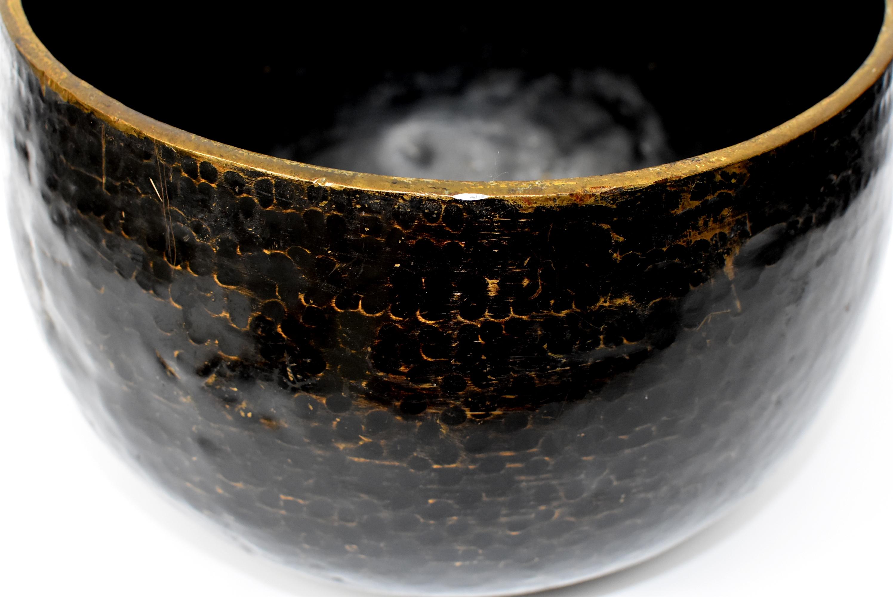 Oversize Japanese Antique Bronze Singing Bowl, Signed, Hand-Hammered 4