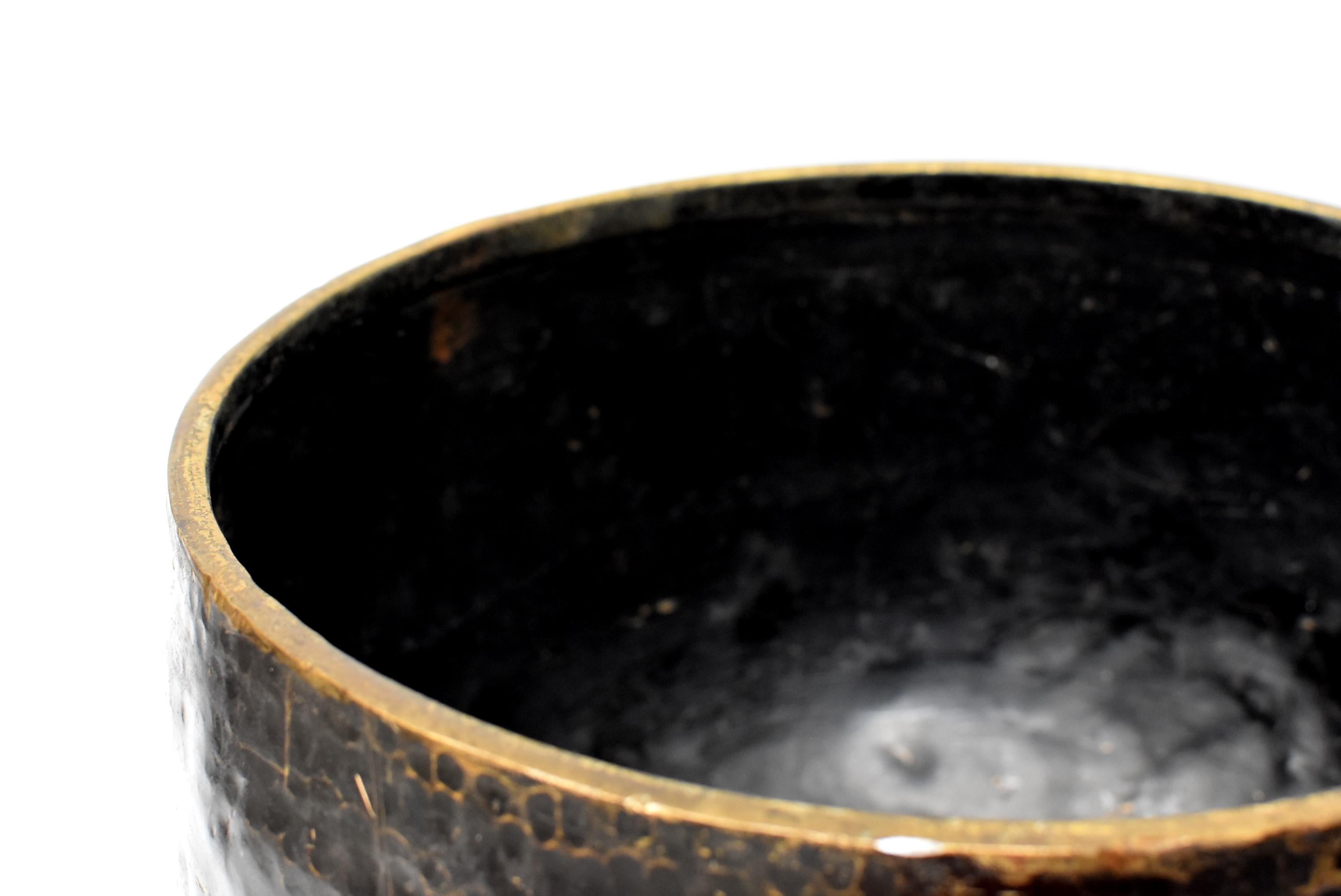 Oversize Japanese Antique Bronze Singing Bowl, Signed, Hand-Hammered 5