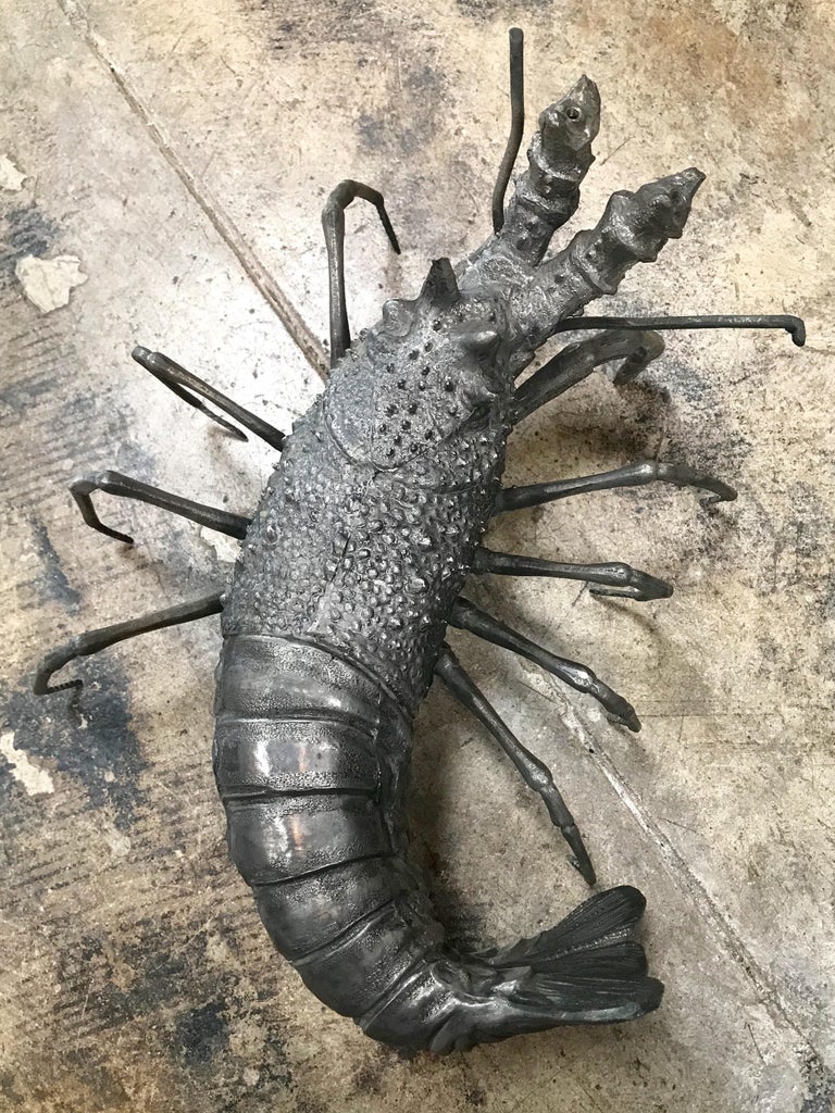 Oversize Lobster Sculpture in Pewter, Made in Florence, Italy for Teghini, 1970s at 1stDibs