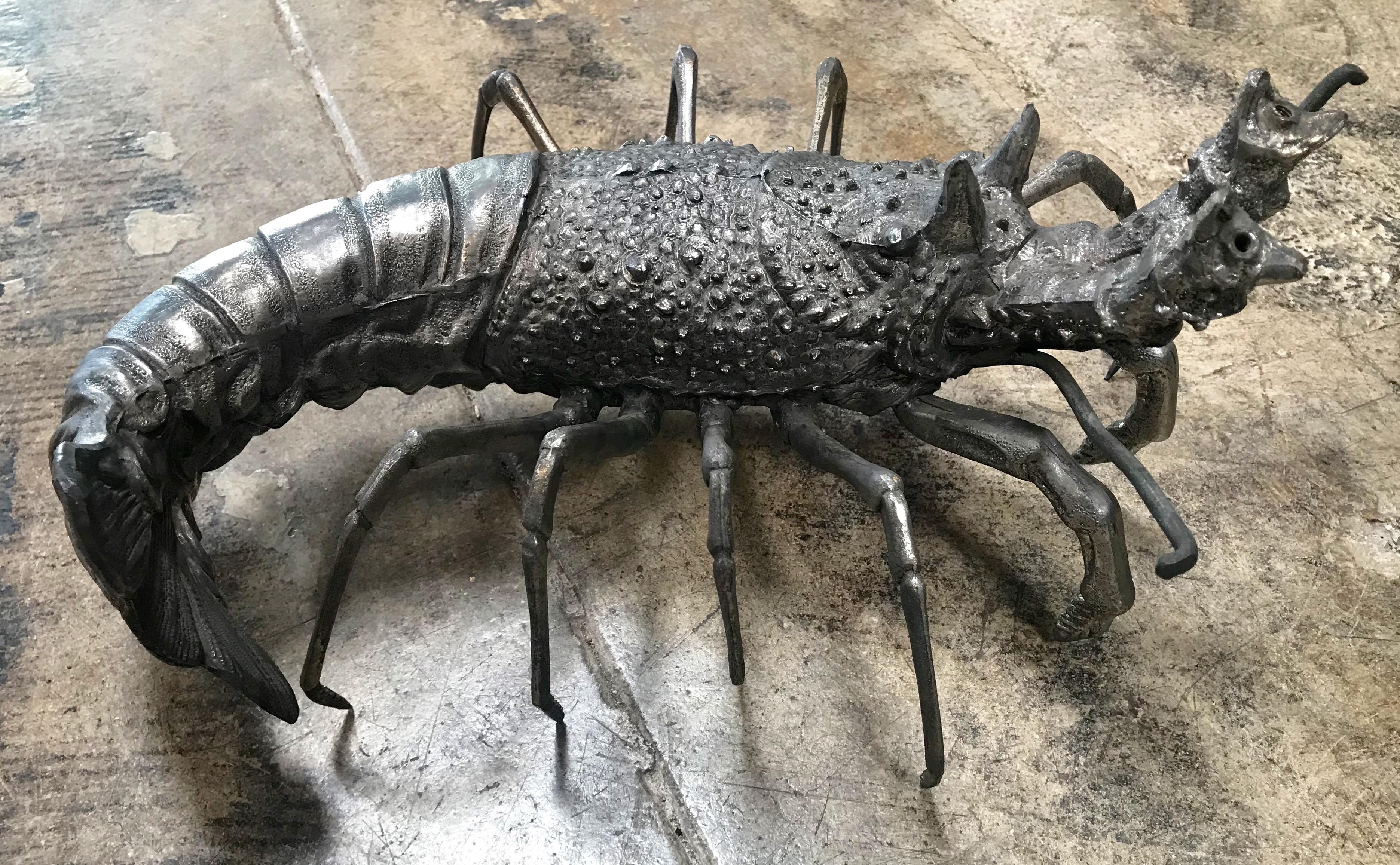 Modern Oversize Lobster Sculpture in Pewter, Made in Florence, Italy for Teghini, 1970s