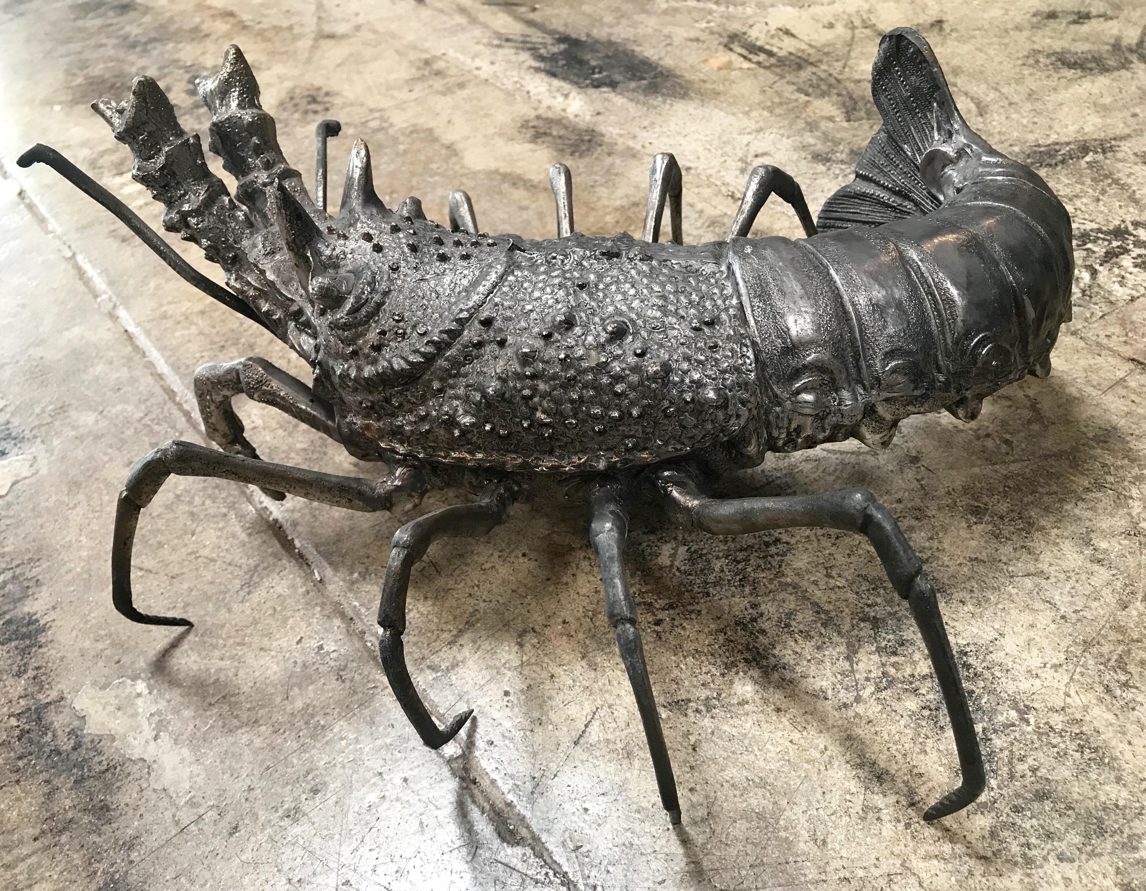 Italian Oversize Lobster Sculpture in Pewter, Made in Florence, Italy for Teghini, 1970s
