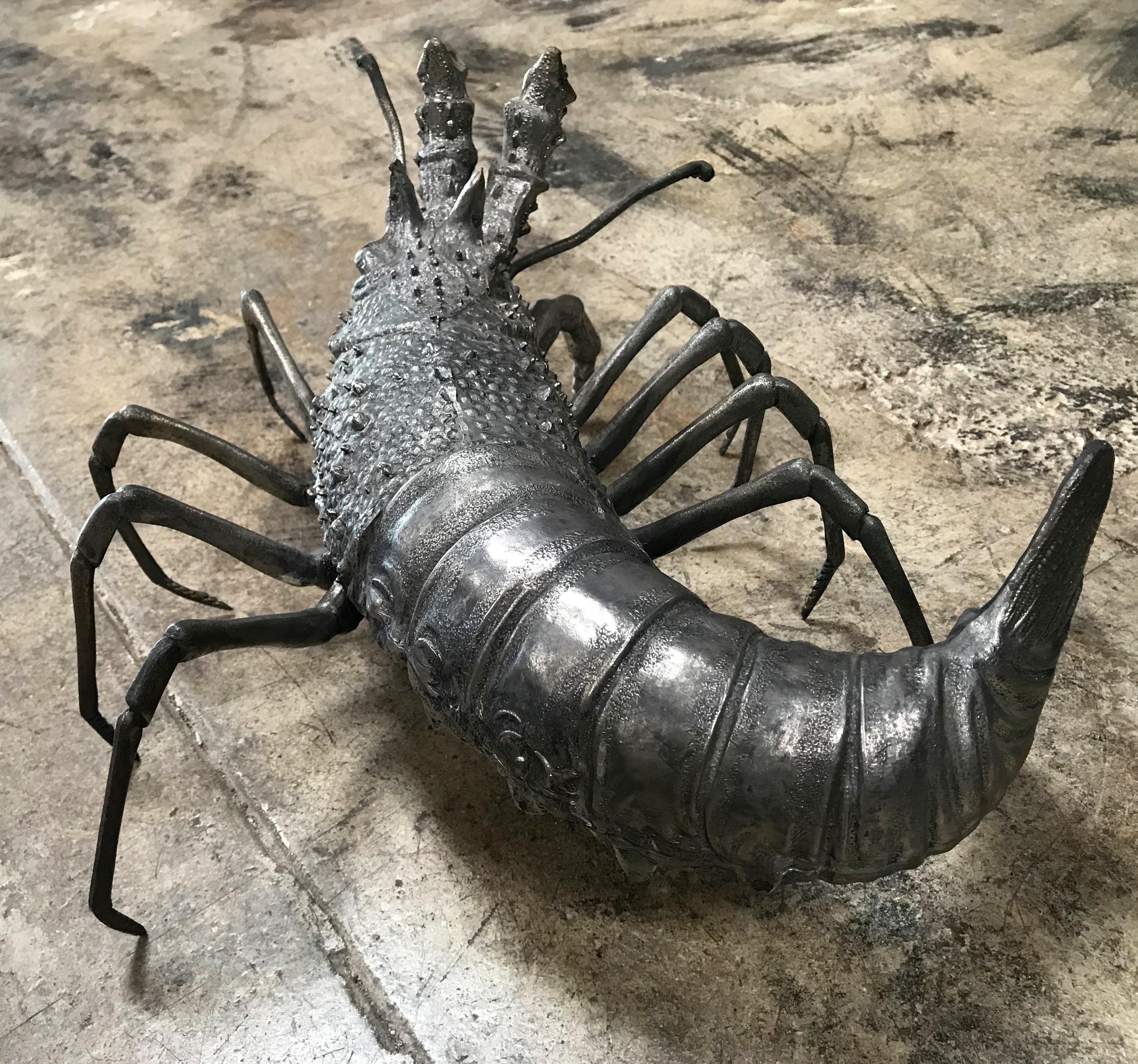 Late 20th Century Oversize Lobster Sculpture in Pewter, Made in Florence, Italy for Teghini, 1970s