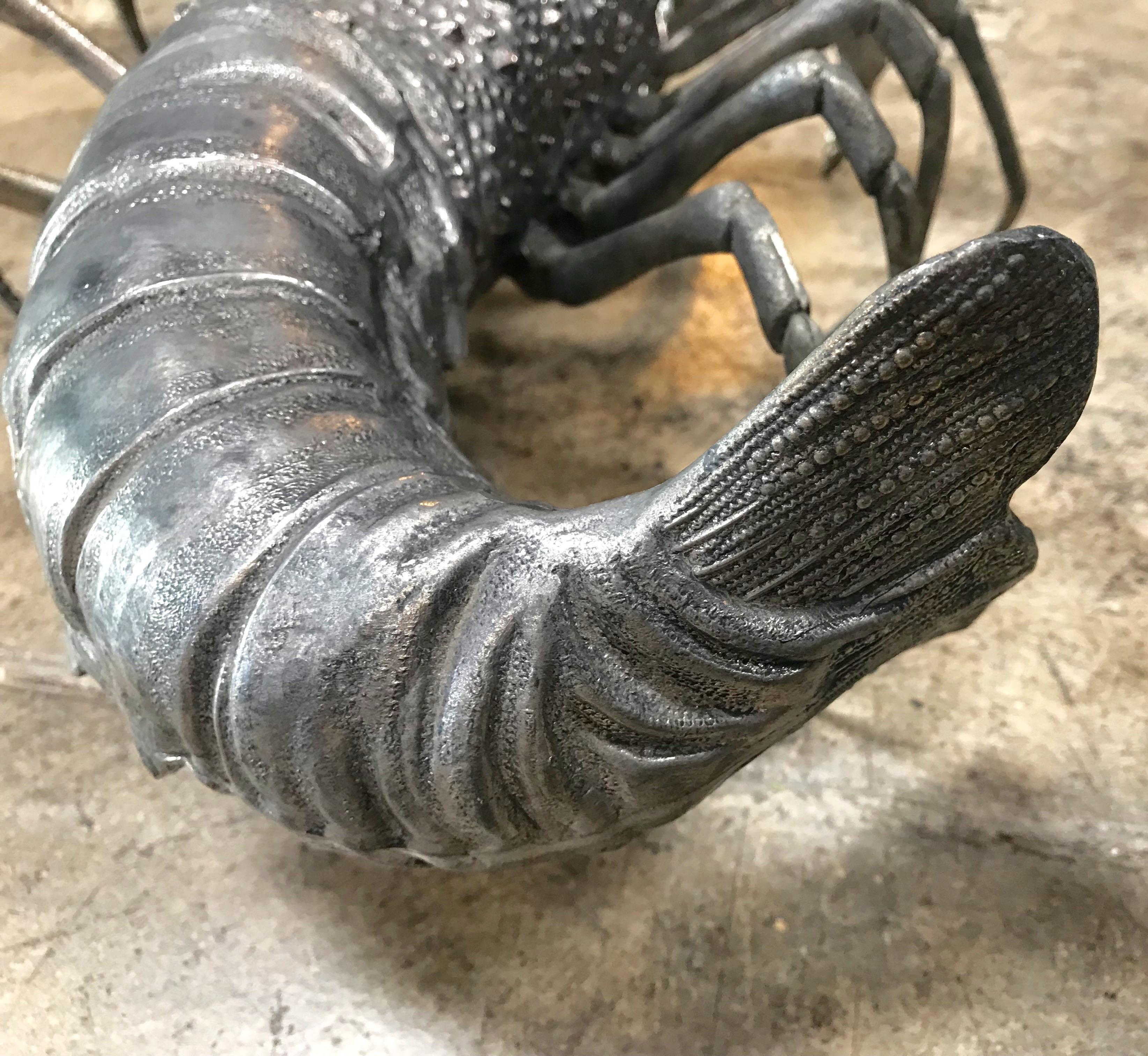 Oversize Lobster Sculpture in Pewter, Made in Florence, Italy for Teghini, 1970s 1