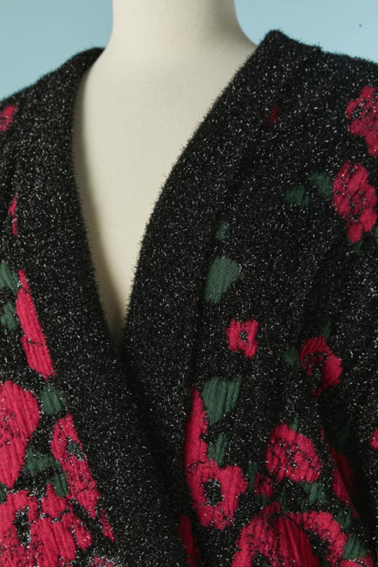 Black Oversize lurex jacquard cardigan with belt KENZO For Sale