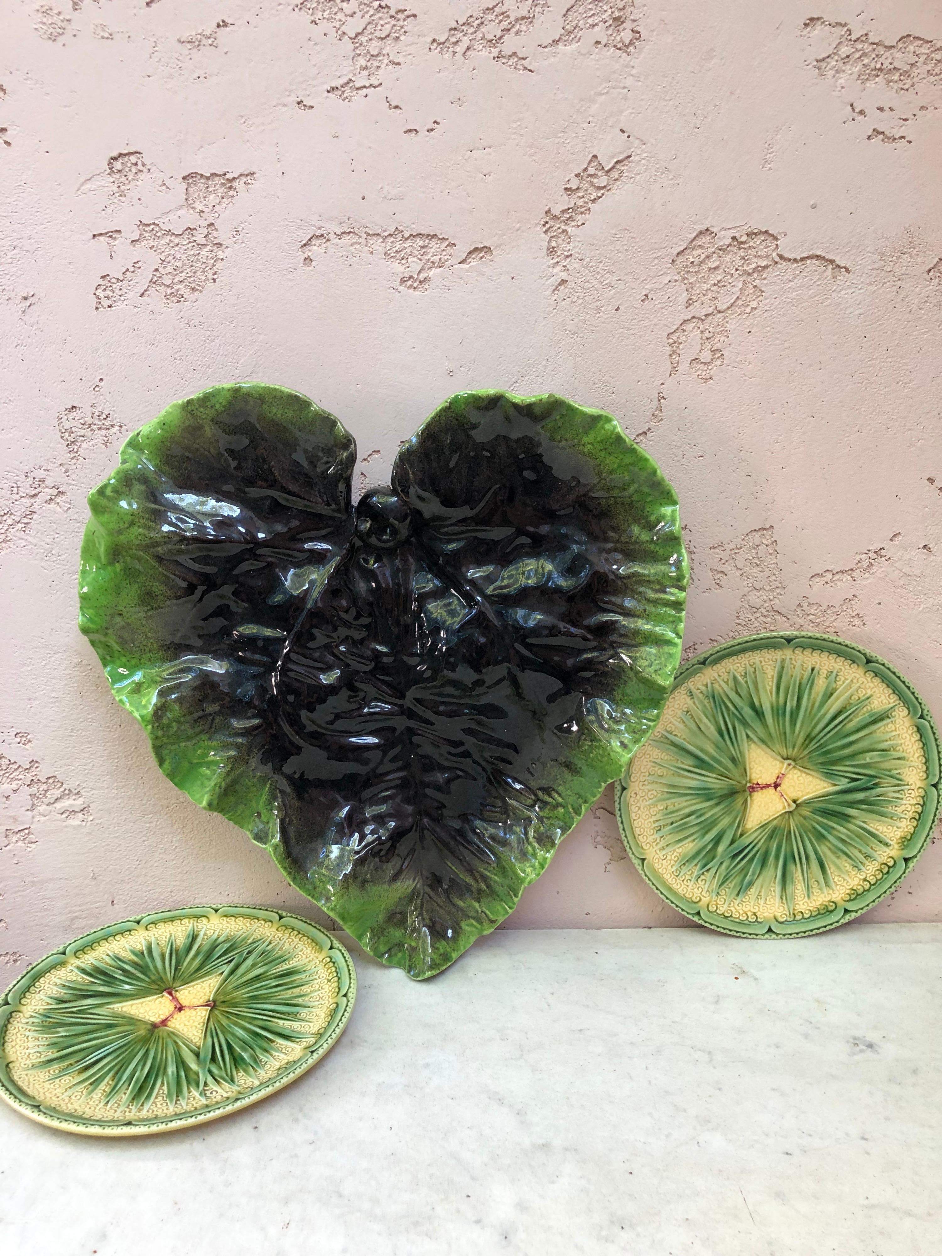 French Oversize Majolica Leaf Vallauris Circa 1950 For Sale