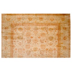 OVERSIZE Mansion Size Beige Ivory Persian Sultanabad Style Rug 18.7 x 39.8 ft