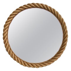 Oversize Mid-Century Rope Round Mirror Adrien Audoux and Frida Minet