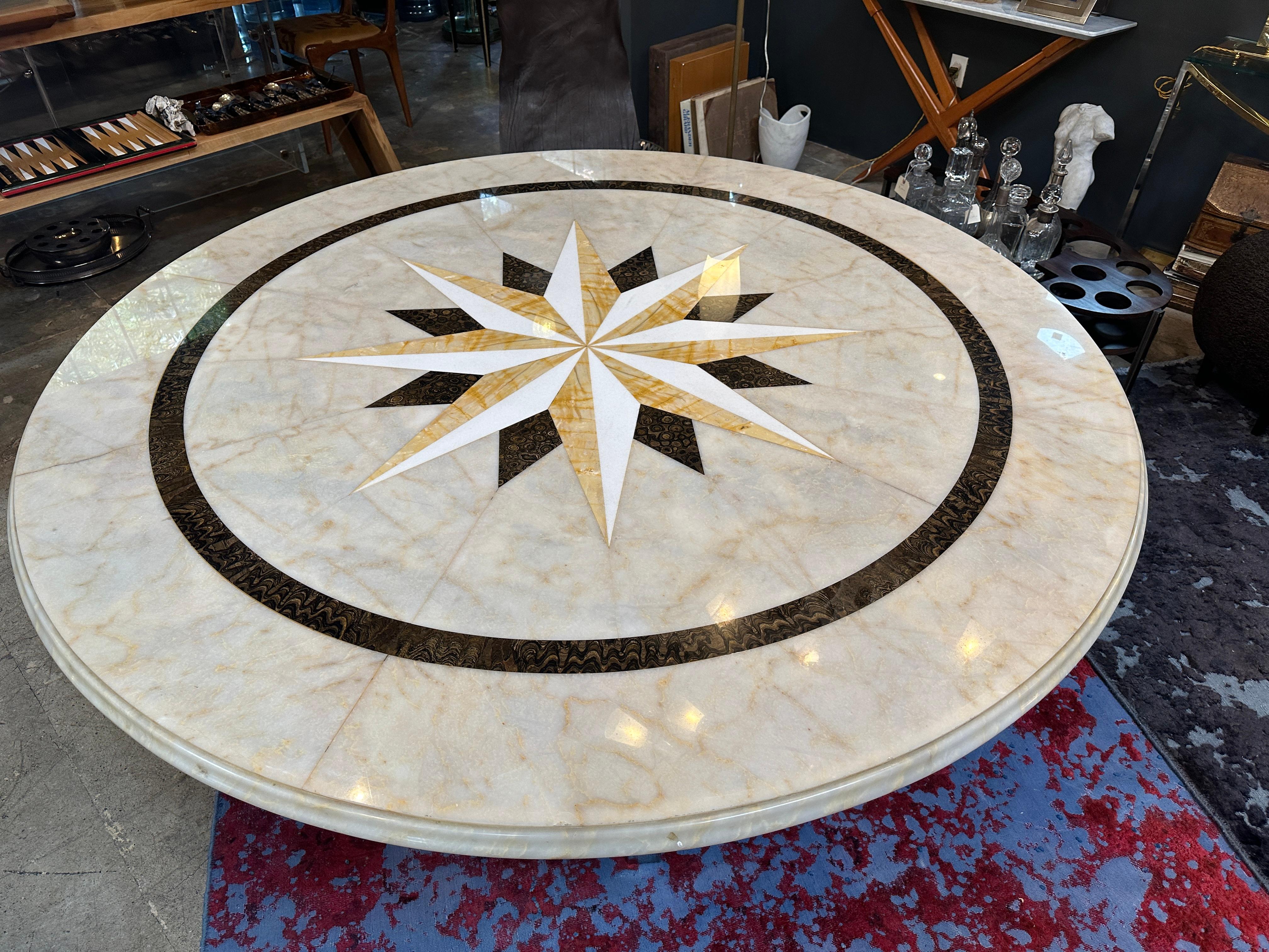 Mid-Century Modern Oversize Midcentury Round Marble Dining Table, 1960s For Sale