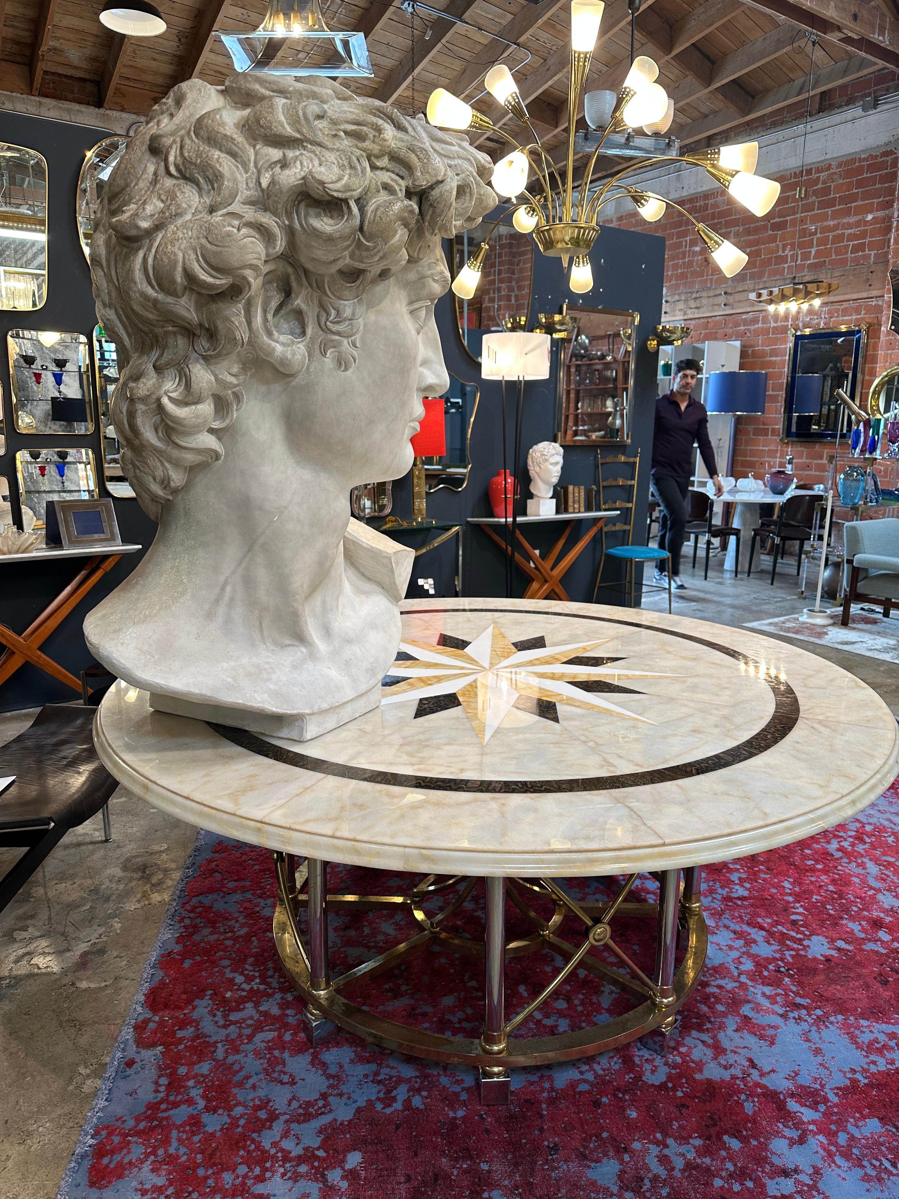 Mid-20th Century Oversize Midcentury Round Marble Dining Table, 1960s For Sale