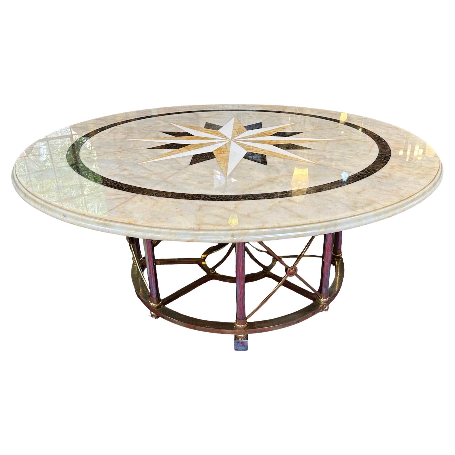 Oversize Midcentury Round Marble Dining Table, 1960s For Sale