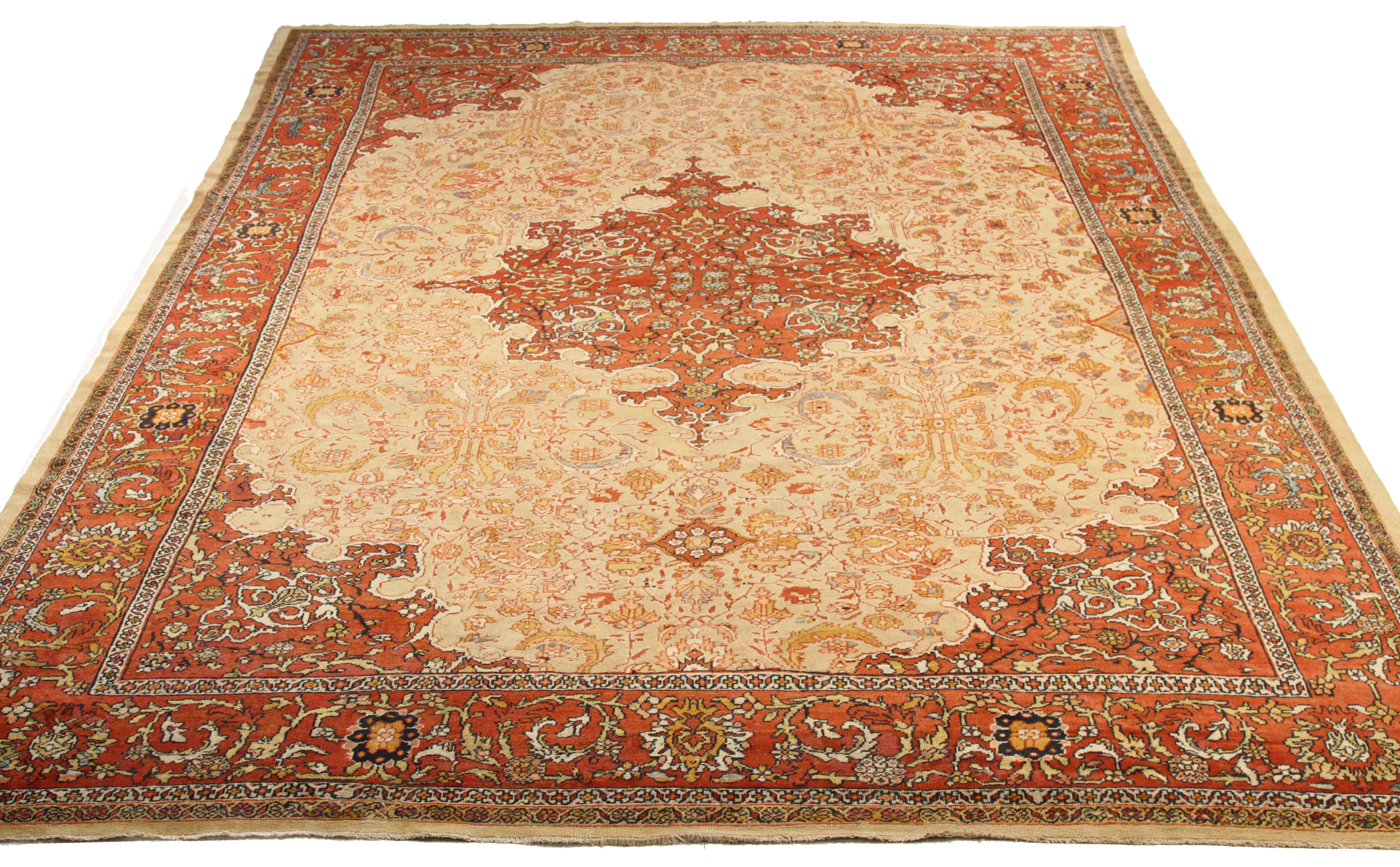 Modern 21st century hand-woven Persian area rug made from fine wool and all-natural vegetable dyes that are safe for people and pets. This beautiful piece features a rich field of floral details in various colors which is the traditional weaving
