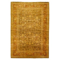 Oversize Modern Persian Tabriz Style Wool Rug in Rich Brown and Golden Hues