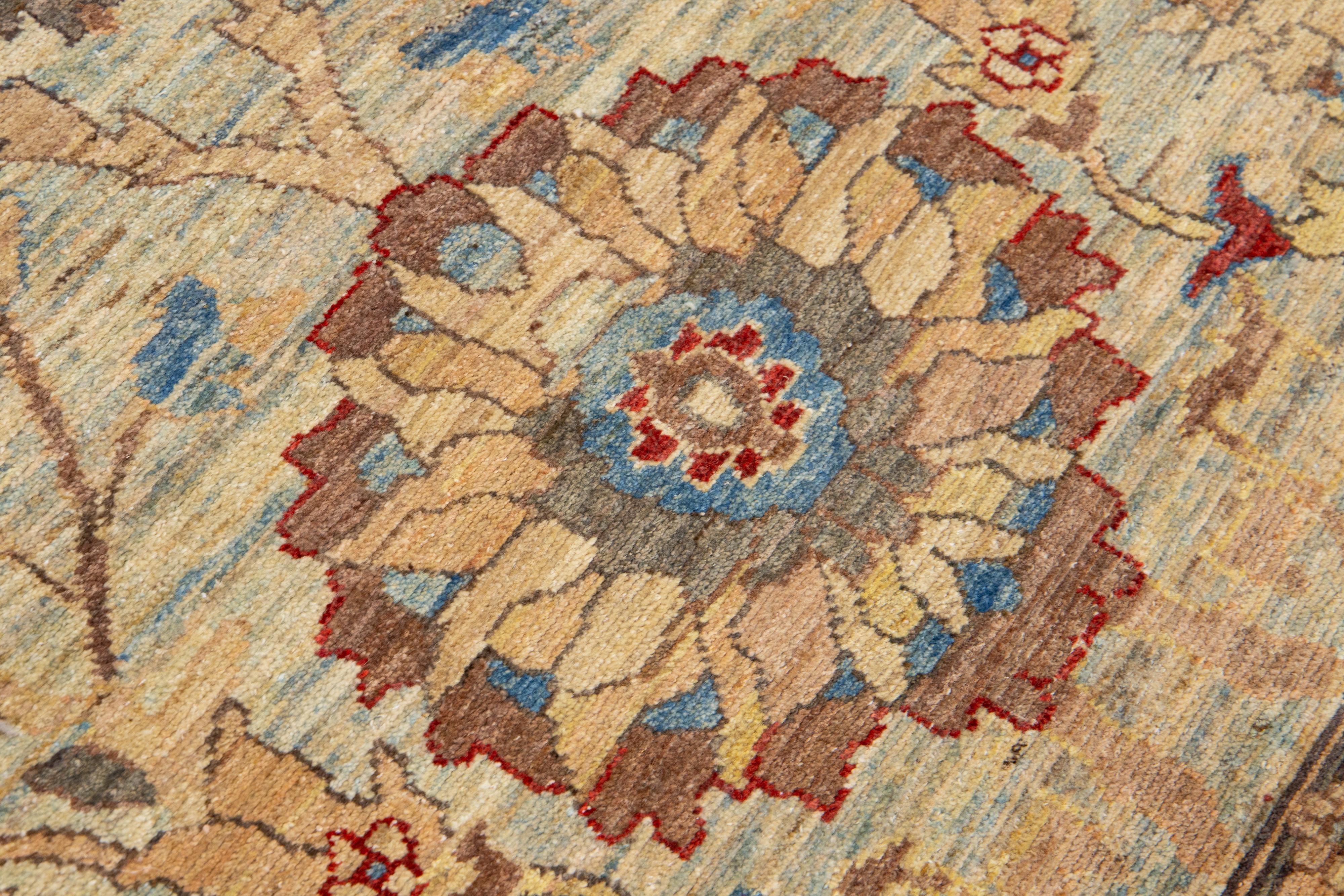 Tapis moderne surdimensionné en laine de Sultanabad fait à la main avec un motif floral en bleu clair en vente 3