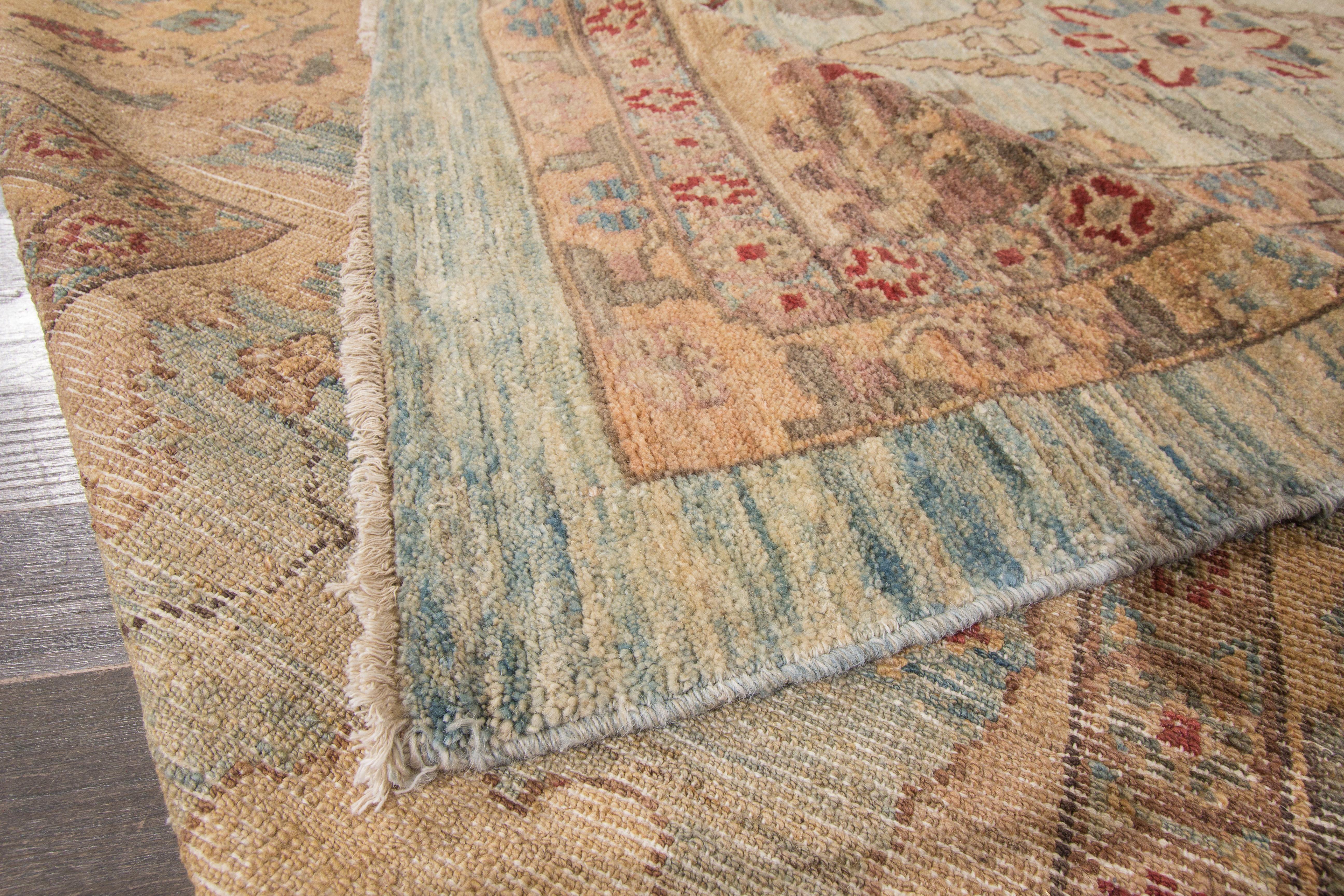 Tapis moderne surdimensionné en laine de Sultanabad fait à la main avec un motif floral en bleu clair Neuf - En vente à Norwalk, CT