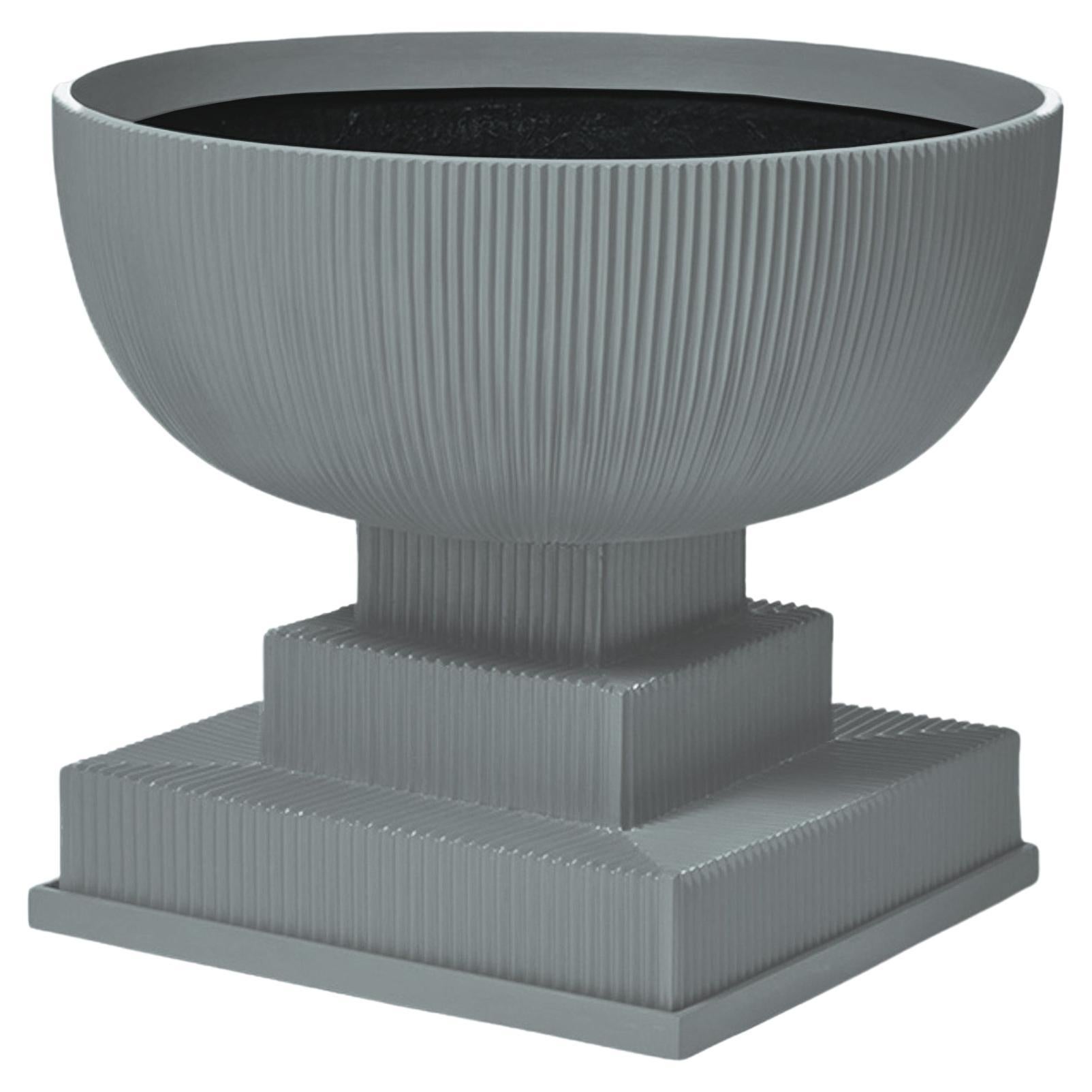 Urne surdimensionnée moderne en fibre de verre pour l'intérieur et l'extérieur 'Gray' Plateau de drainage