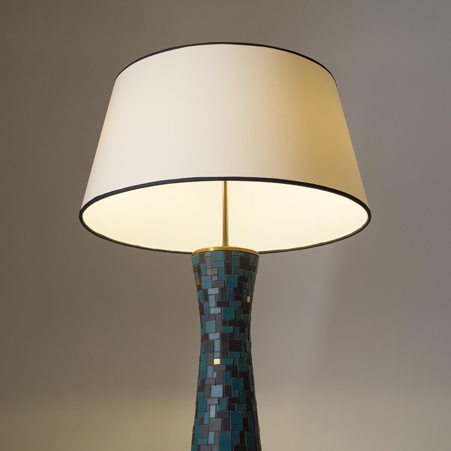 Brass Oversize Mosaic Table Lamp, 1950s