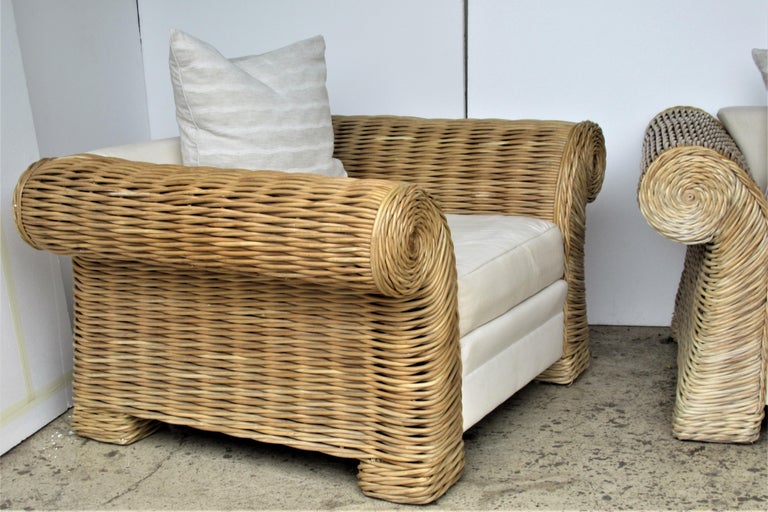 Oversize Natural Rattan Lounge Chairs by OAsian Designs, Inc. at 1stDibs