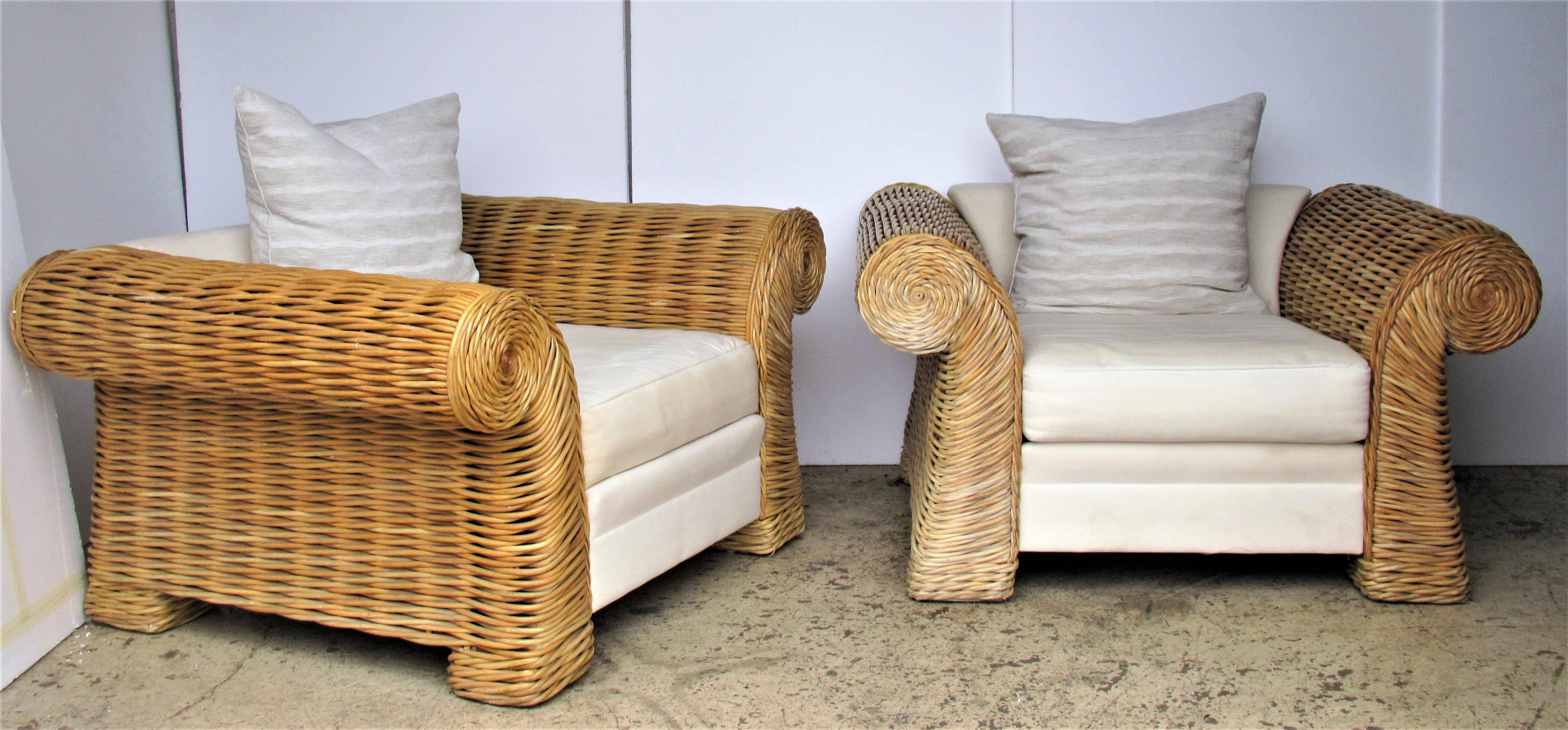 Oversize Natural Rattan Lounge Chairs by O-Asian Designs, Inc. 1