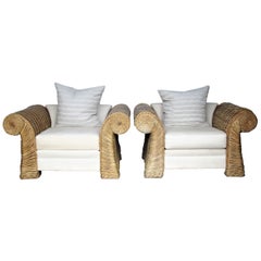 Oversize Natural Rattan Lounge Chairs by O-Asian Designs, Inc.