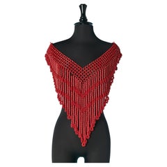 Collana/plastron oversize con perline di plastica color corallo