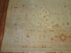 Oversize Neutral Large Antique Turkish Oushak Rug