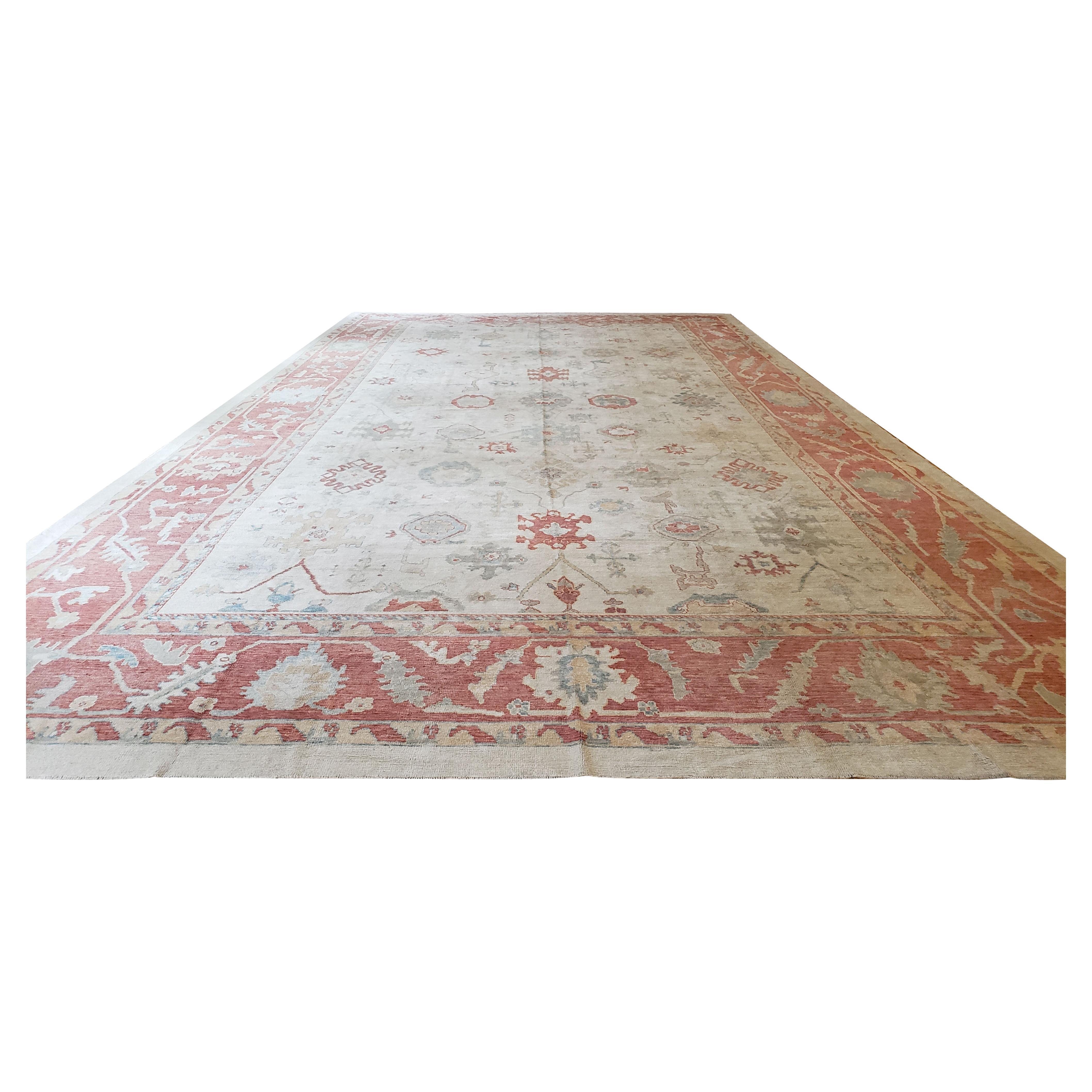Oversize Hand Knotted Wool Oushak Rug