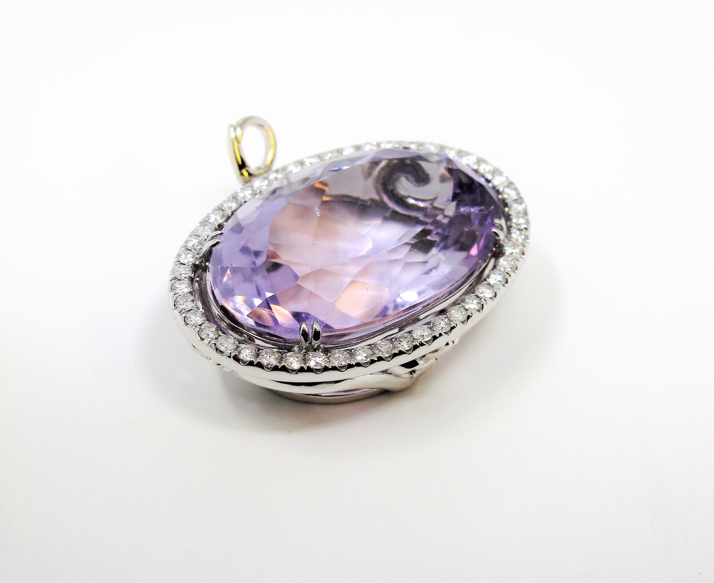 amethyst and diamond halo necklace