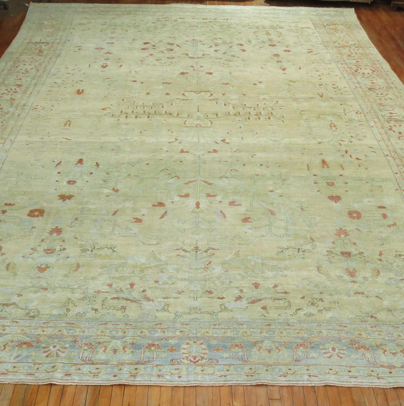 Oversize Pale Persian Antique Rug For Sale 4