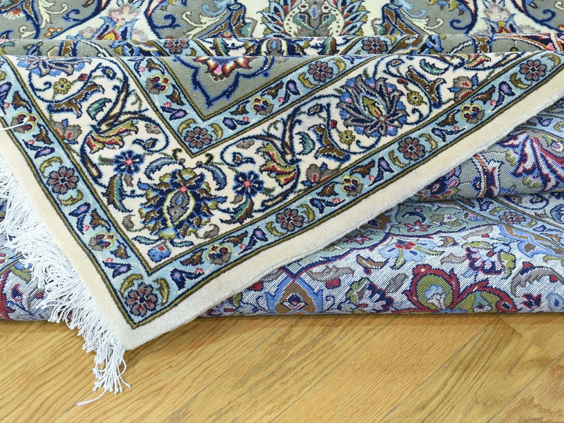 Oversize Persian Kashan Silk Flowers Sheikh Safi Design Rug 1