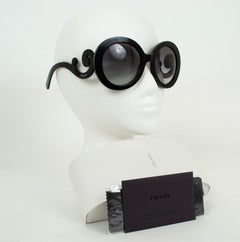 Übergröße Prada Schwarz Barock Scroll Sonnenbrille Stil PR 27N - 55-22-135 mm, 2015
