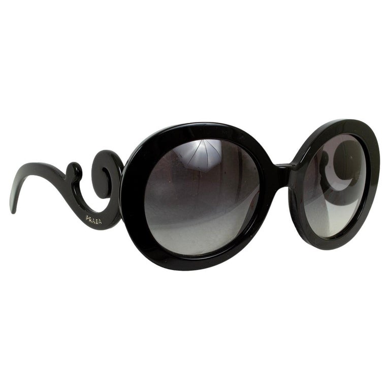 SALE Prada Round Heritage Sunglasses Black Prada - Prada Minimal Baroque - Black Round Sunglasses  main image 2