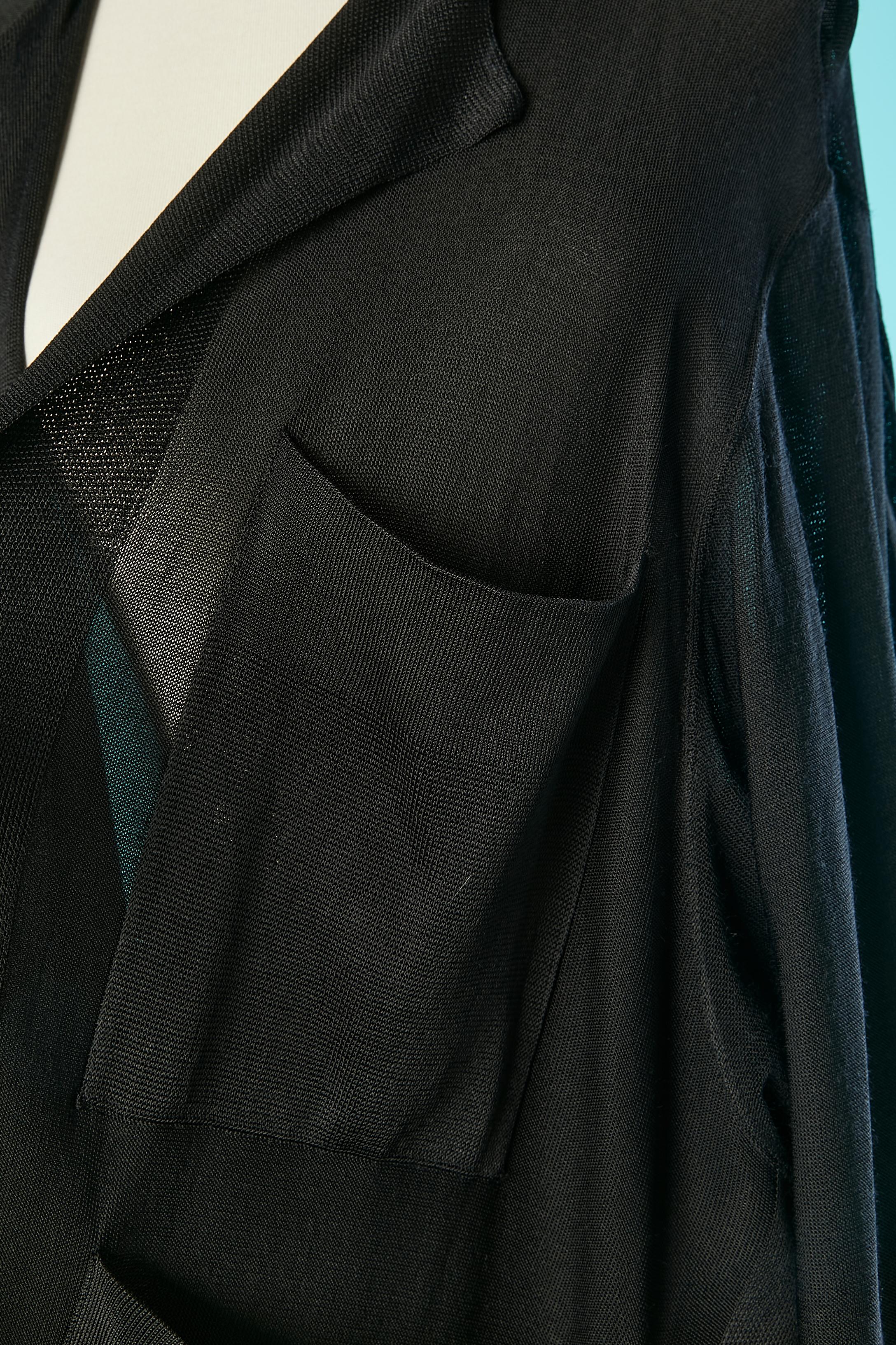 Black Oversize rayon knit jacket and skirt Alaia For Sale