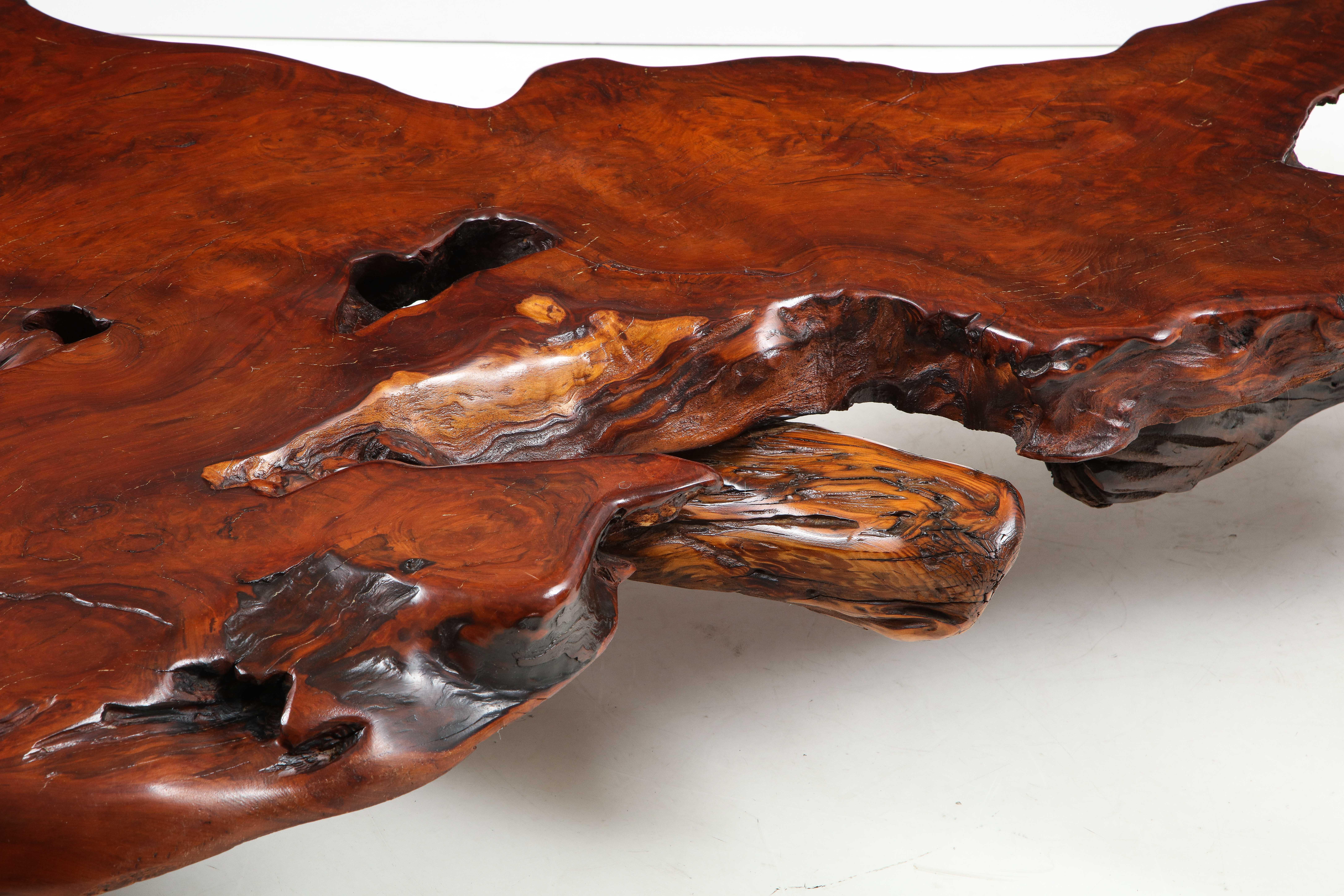 Mid-Century Modern Oversize Redwood Coffee Table
