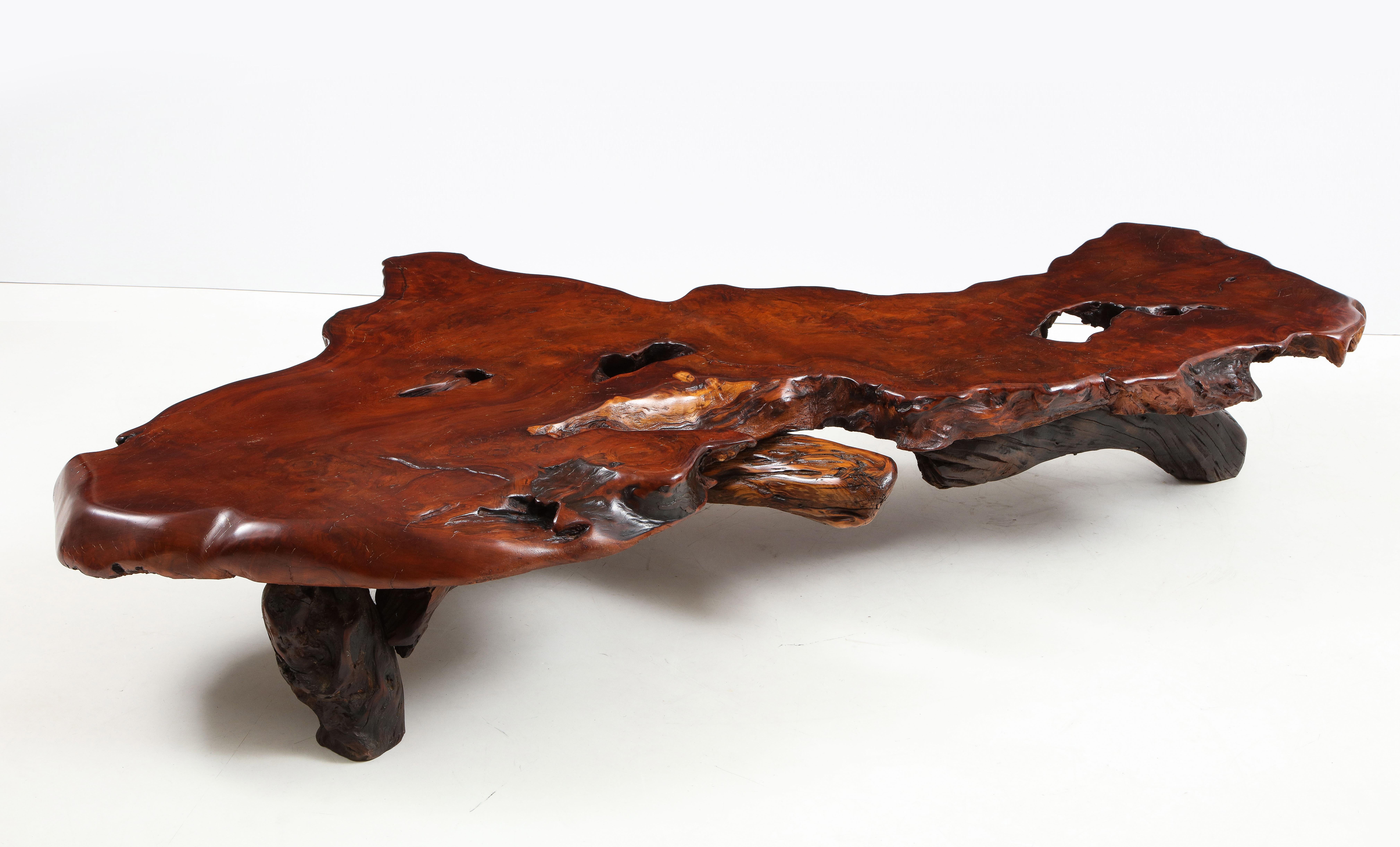 Mid-20th Century Oversize Redwood Coffee Table