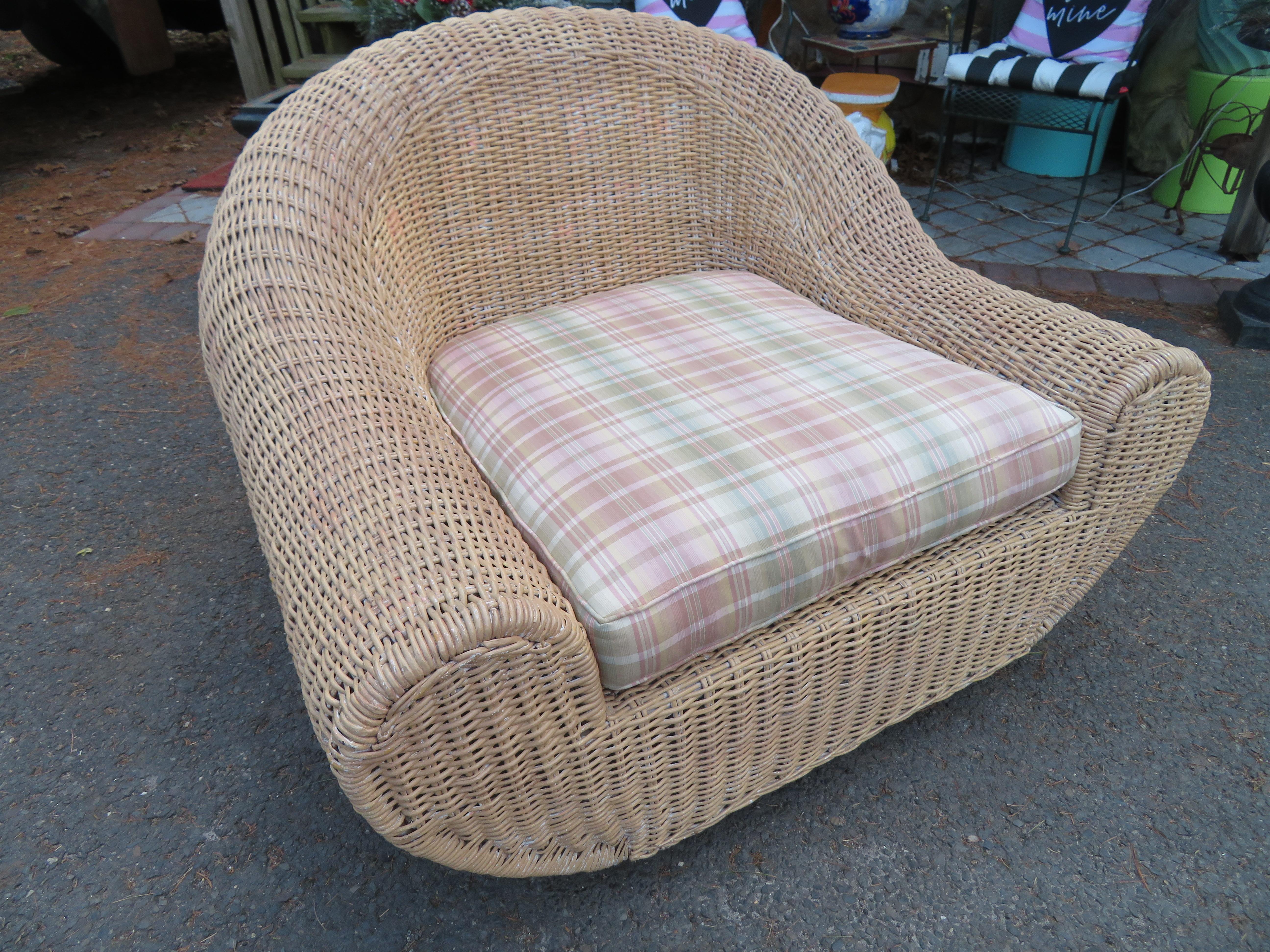 Oversize Sculptural Wicker Chair in the Manner of Michael Taylor Mid-Century 9