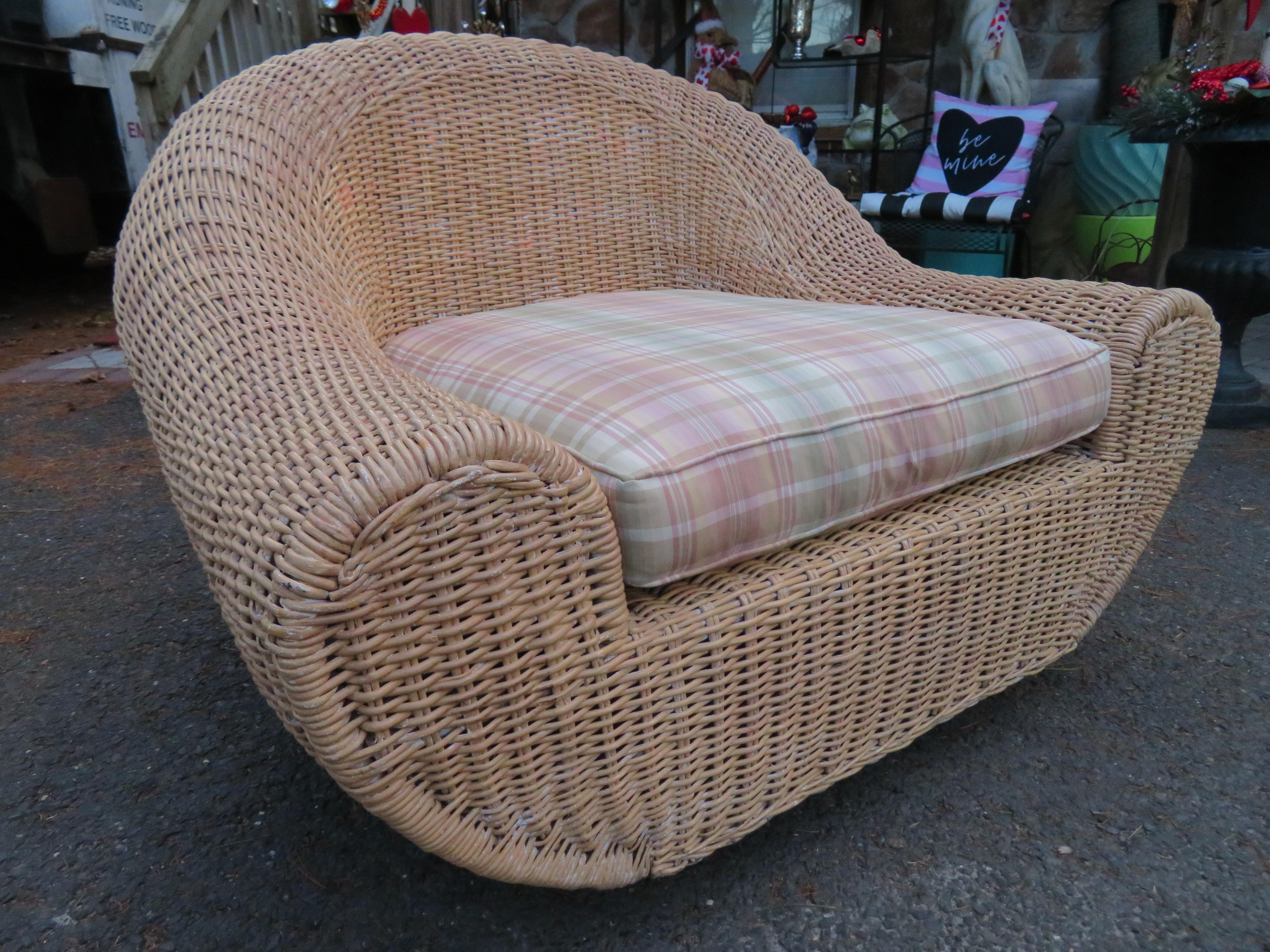 Oversize Sculptural Wicker Chair in the Manner of Michael Taylor Mid-Century 10