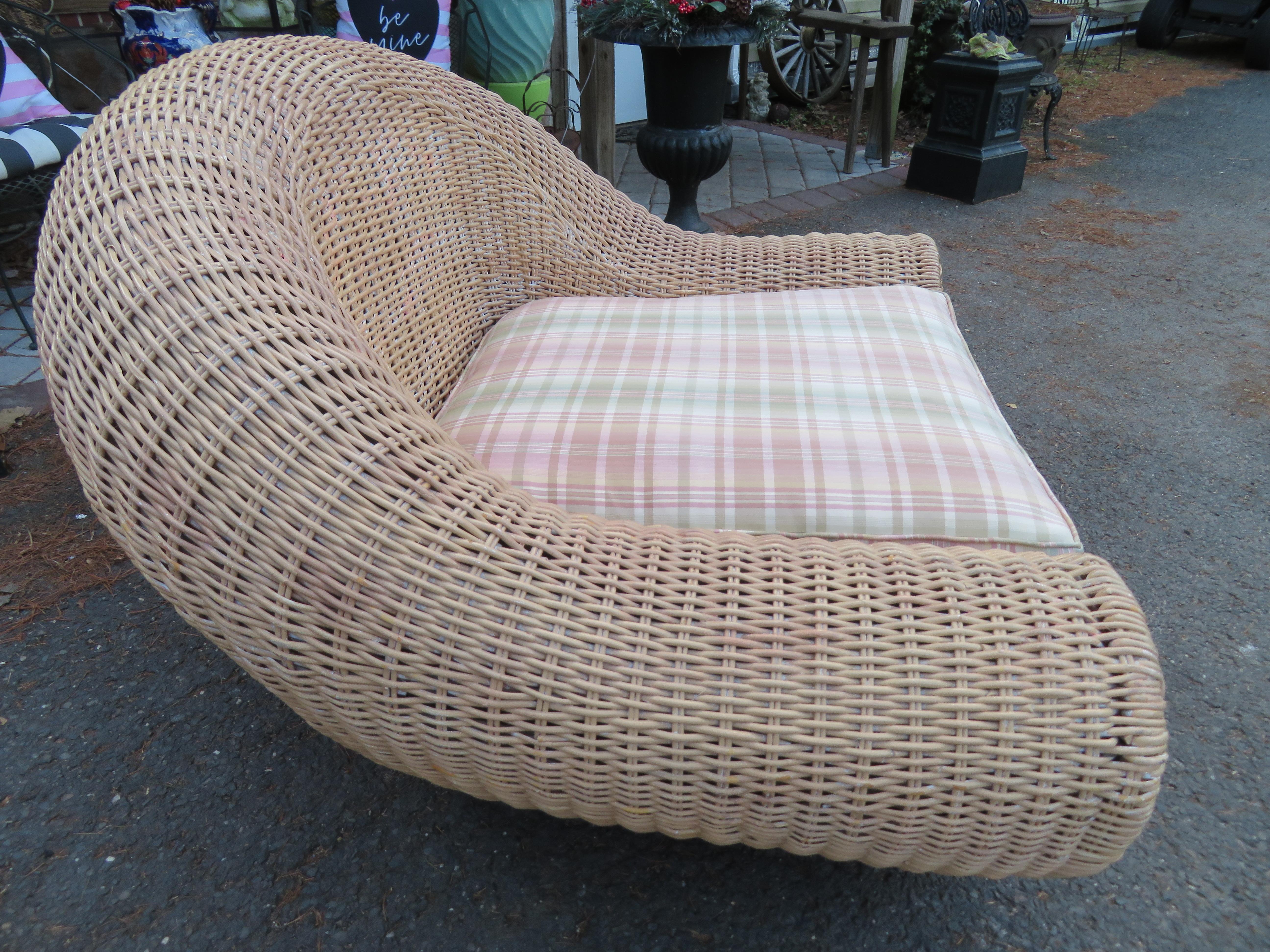 Oversize Sculptural Wicker Chair in the Manner of Michael Taylor Mid-Century 1