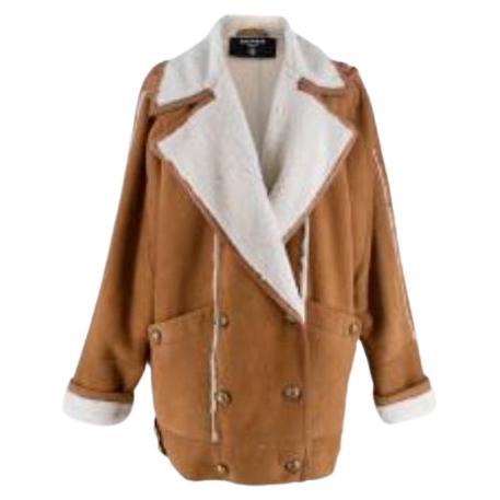 Oversize Shearling and Suede Coat For Sale