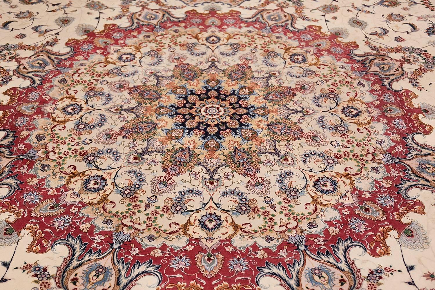 Oversize Silk and Wool Vintage Persian Tabriz Rug. Size: 13 ft x 20 ft 1