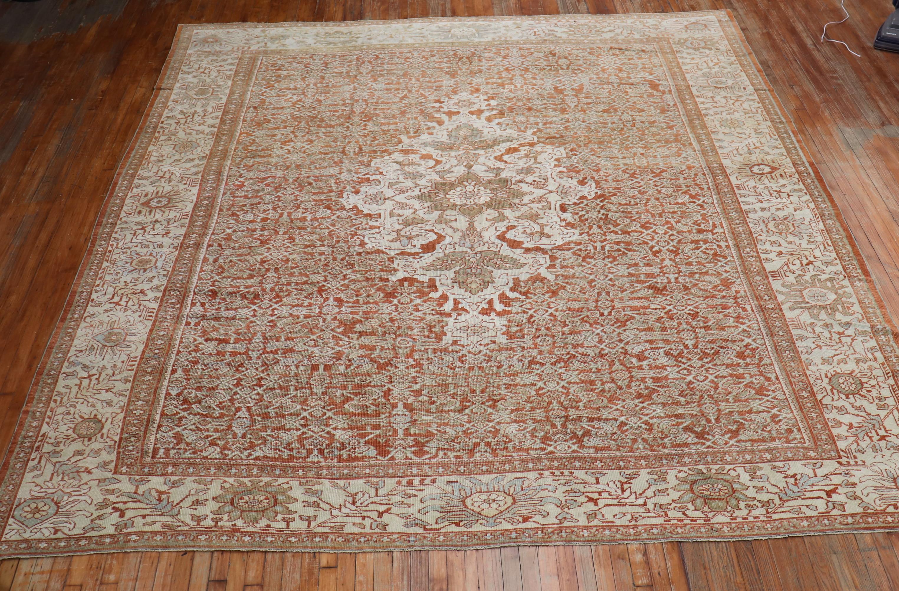 Country Oversize Square Antique Persian Mahal Sultanabad Rug For Sale