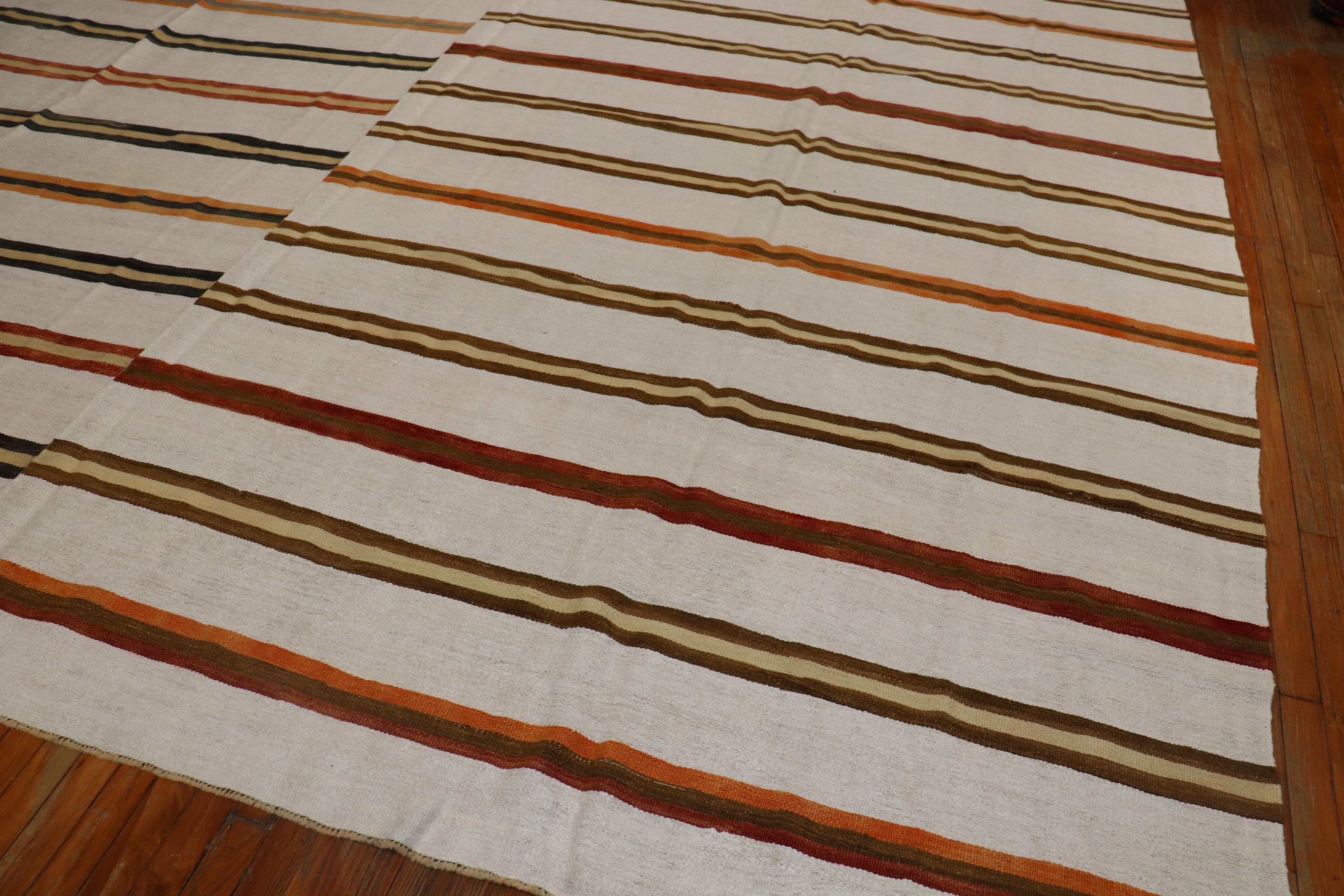 Oversize Square Striped Turkish Kilim For Sale 6