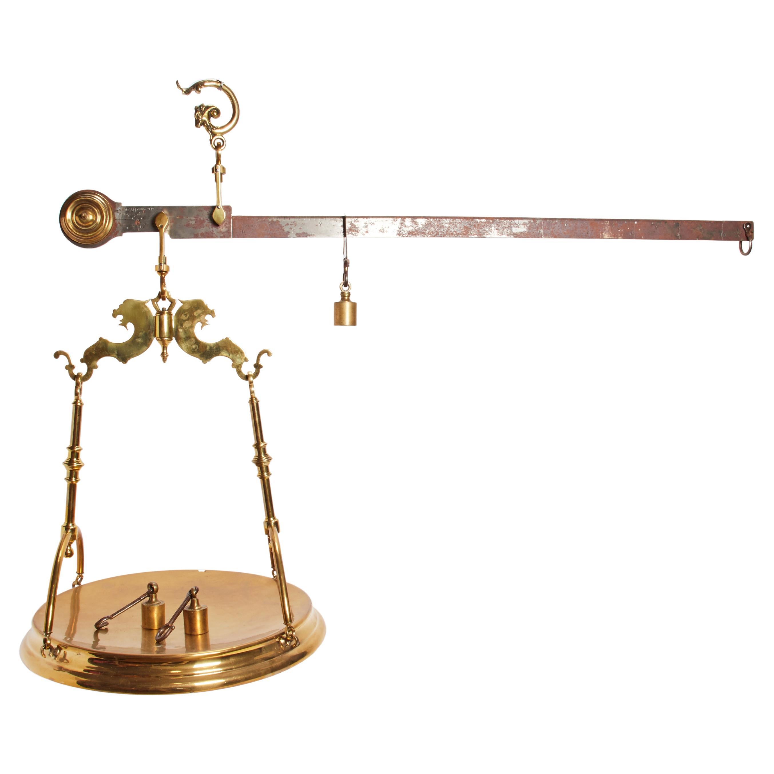 Oversize steelbridge scale for butcher's use, Kingdom of Sardinia 1800.  For Sale