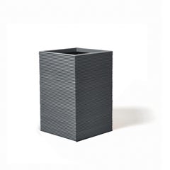 Oversize Tall Rectangular Fiberglass Indoor Outdoor Planter 'Gray' Drainage Tray