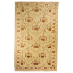 Oversize Turkish Donegal Rug with Brown and Ivory Botanical Details