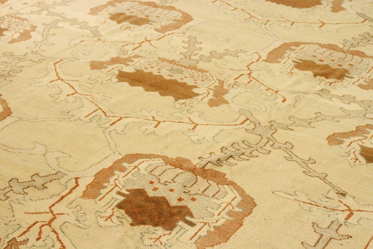 Oversize Turkish Donegal Rug with Brown and Ivory Botanical Details For