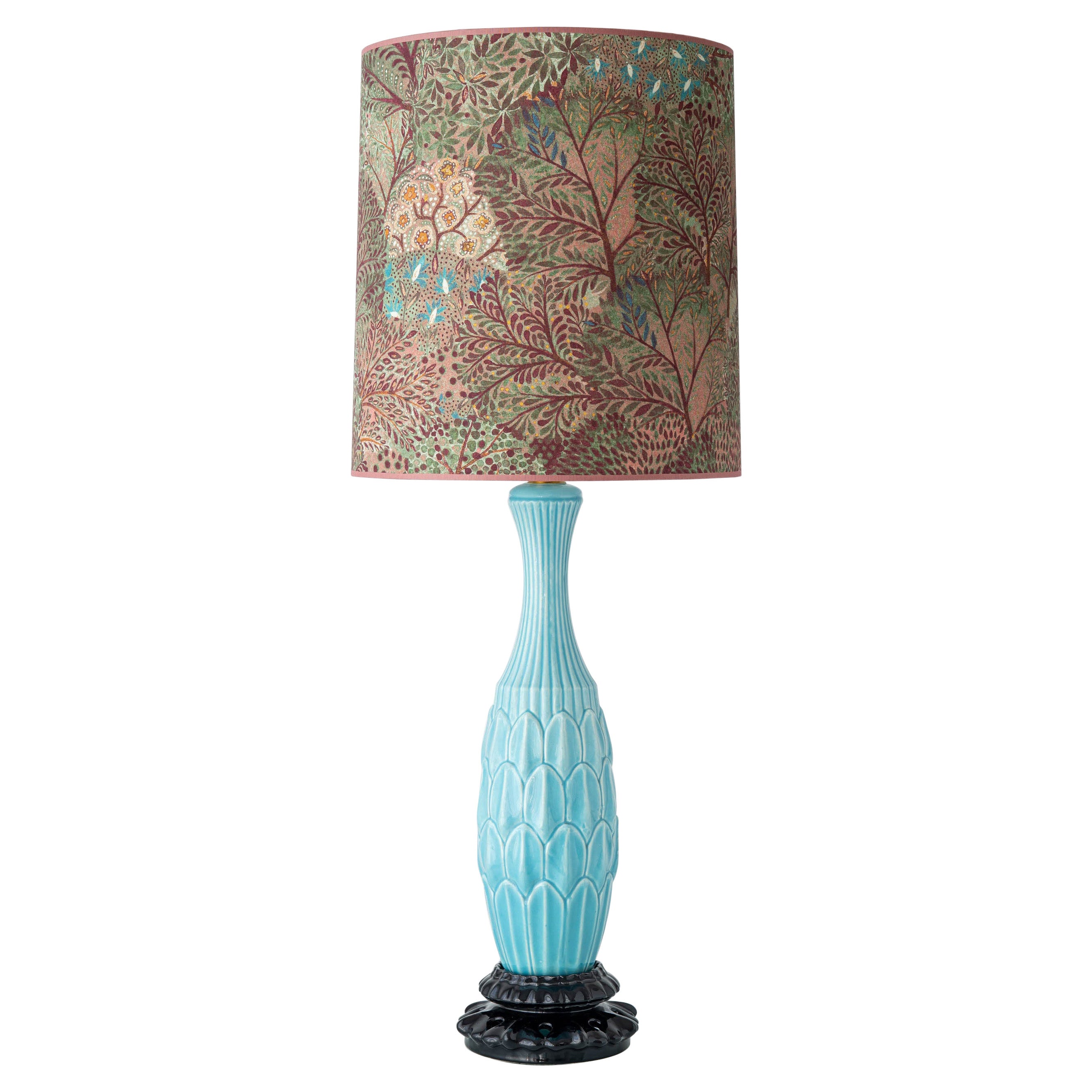 Oversize Turquoise Ceramic Table Lamp by Cerámicas Bondia, 1960s For Sale